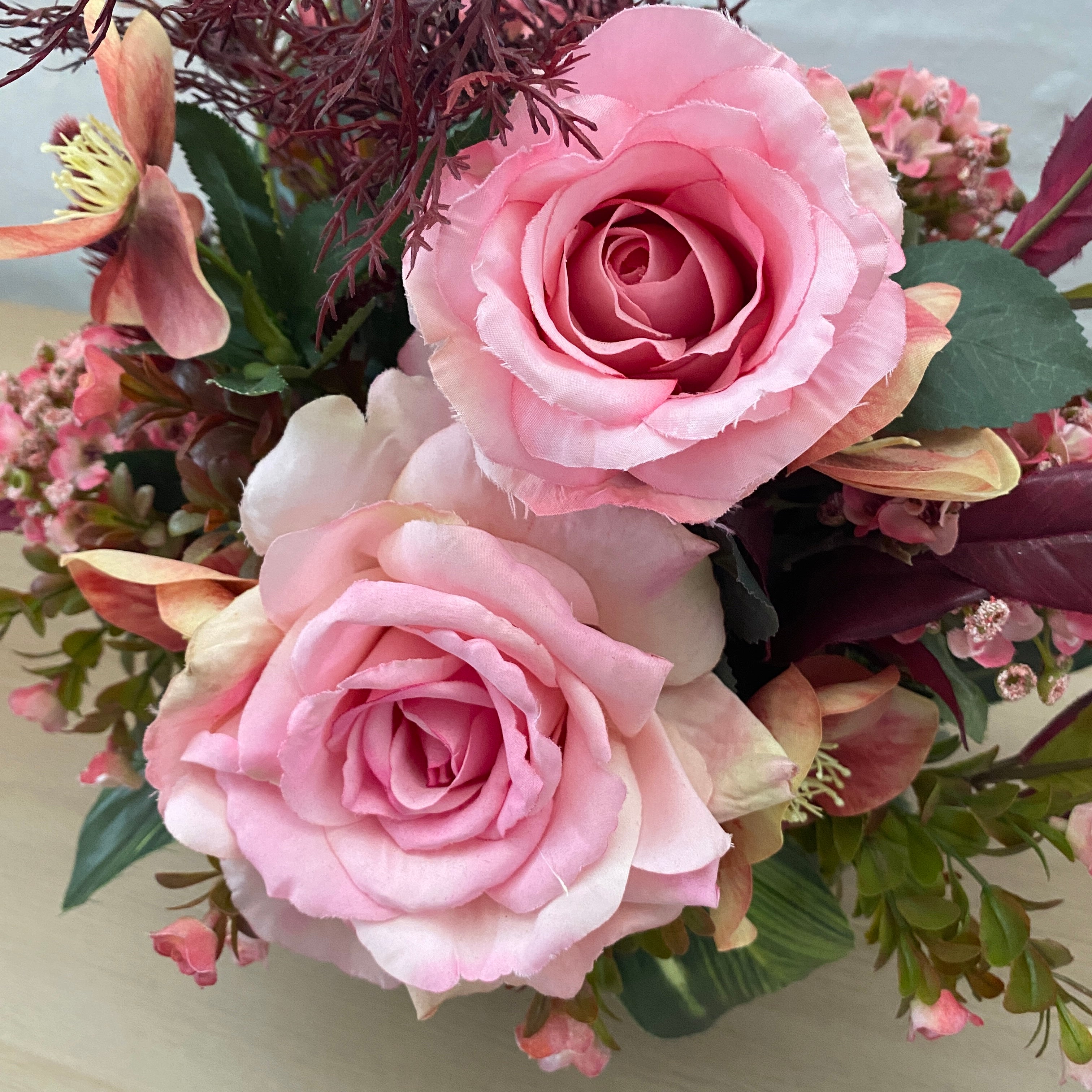 Ex-Rental Pink Ceramic Artificial Floral Arrangement #5 - Perfect for Home Decor, Wedding Centerpieces & Office Beautification
