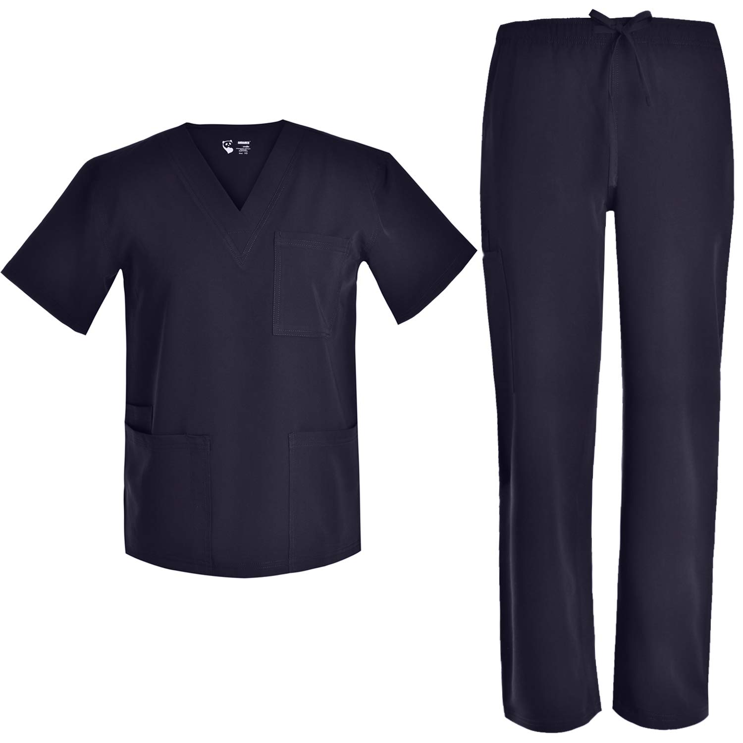 Plus Size Men's Stretch Workwear Set - Comfortable V-Neck Top & Pants for Gardening, Construction & Outdoor Labor | JY7301