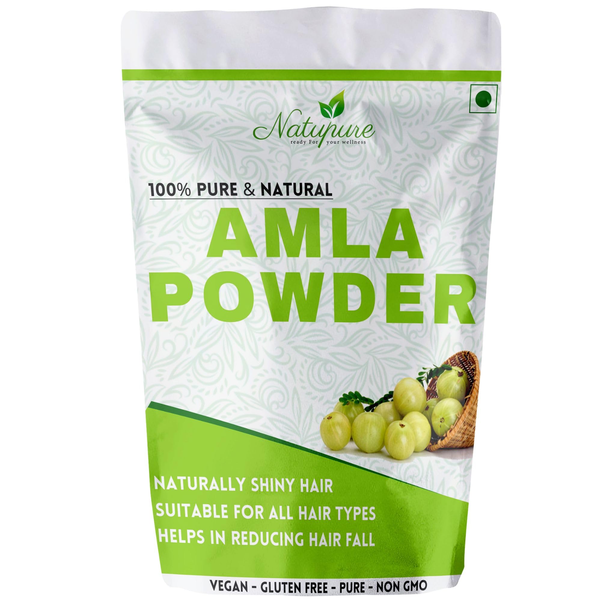 Natupure 100% Natural Amla Powder for Hair Growth & Care | No Preservatives, 50g | Ayurvedic Hair Treatment for Shine & Strength