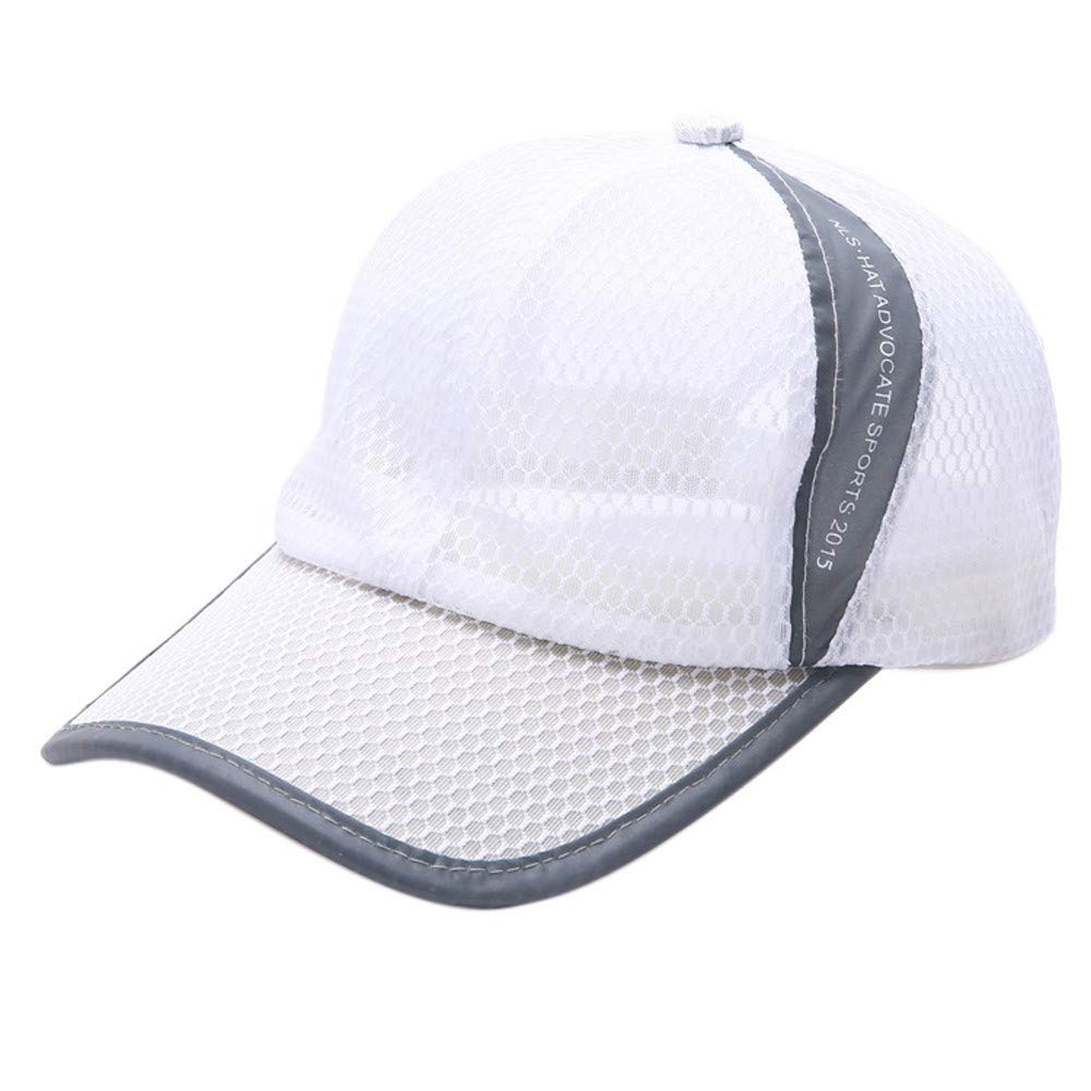Breathable Mesh Baseball Cap for Women & Men - Summer Sport Hat by Famous Stars and Straps - Adjustable White Fitted Cap for Running, Hiking & Outdoor Activities