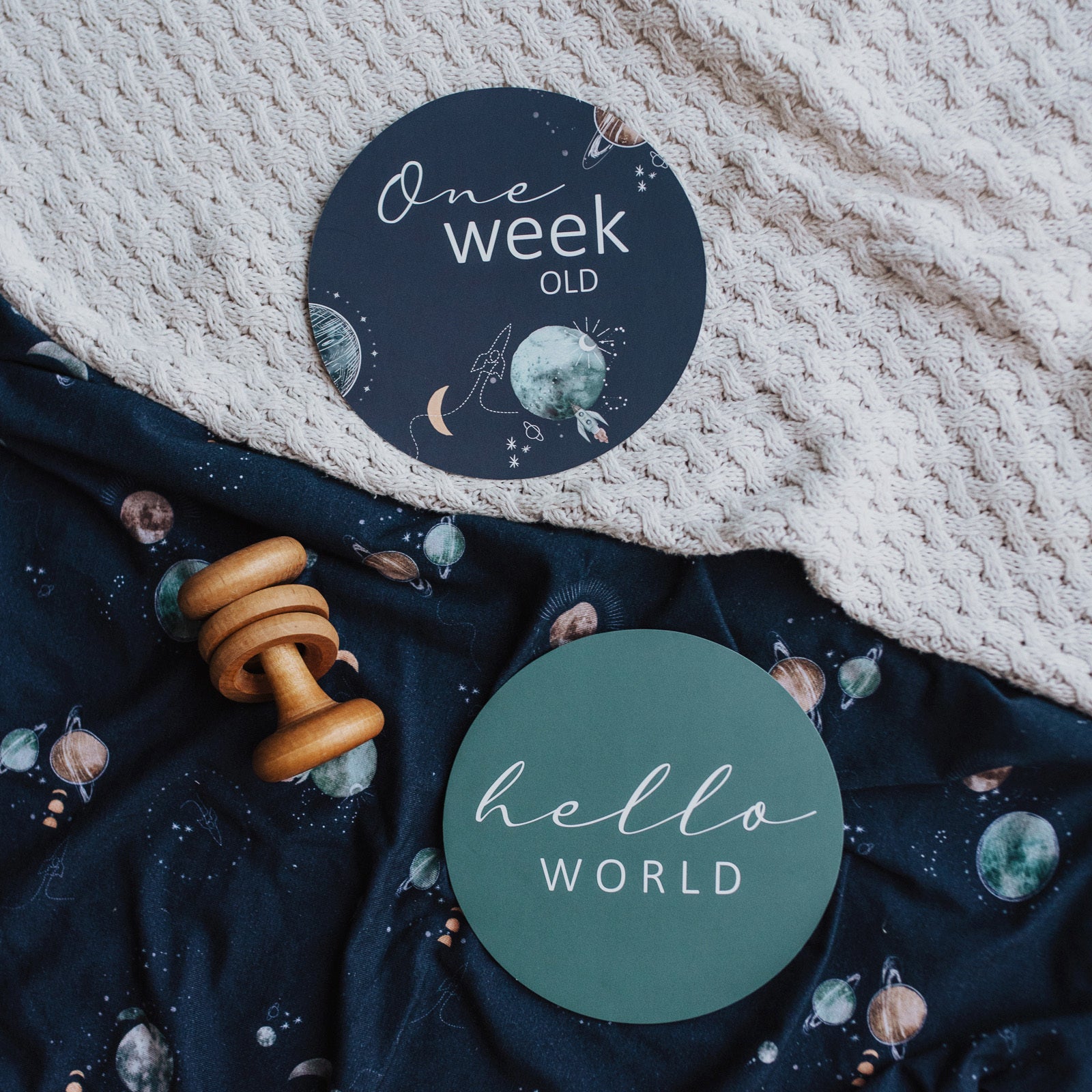 Snuggle Hunny Reversible Milestone Baby Cards - Milky Way & Soft Moss Colors - Perfect for Newborn Photo Shoots and First Year Memories