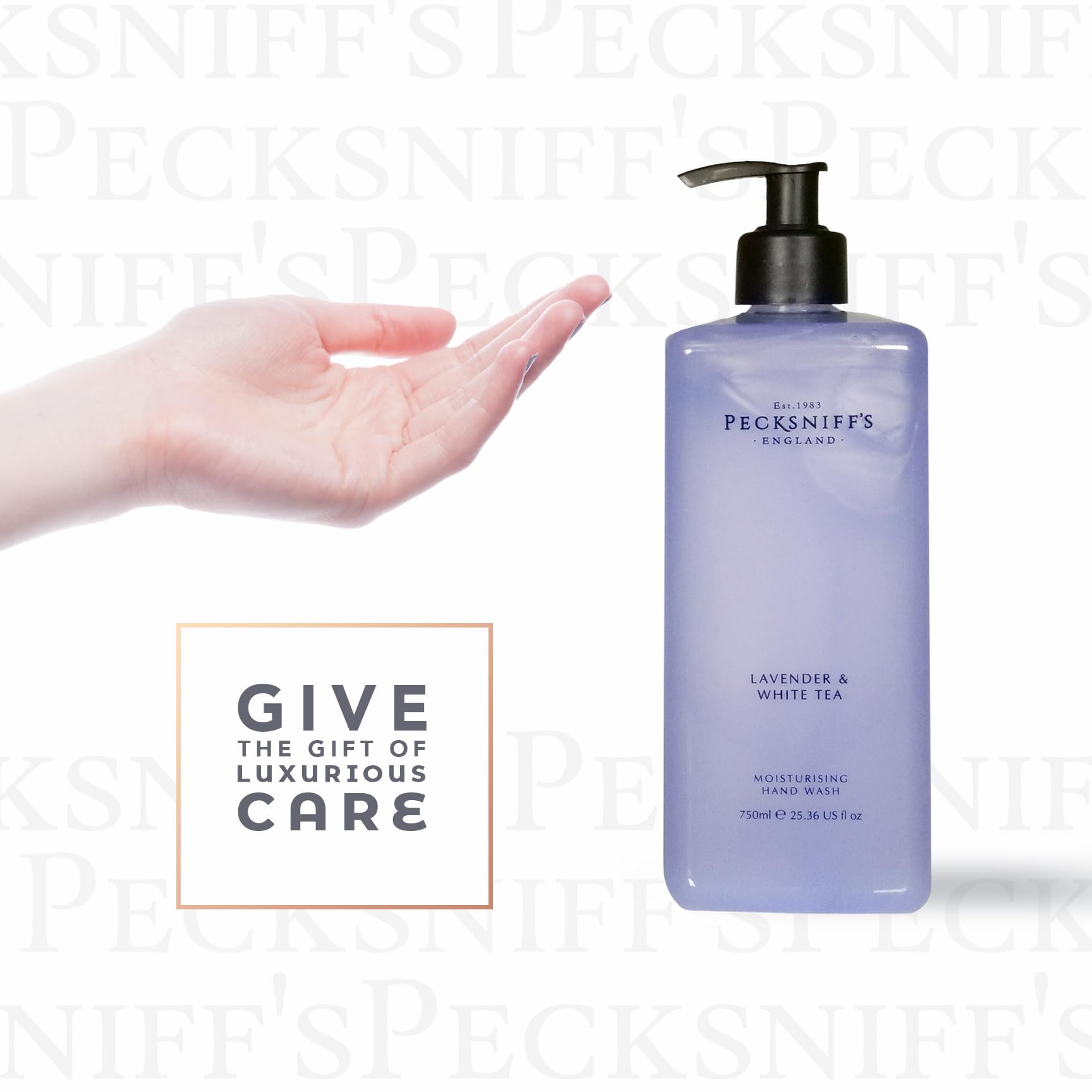 Pecksniff's Classic 750ml Hand Wash - Lavender & White Tea Scent | Gentle Moisturizing Liquid Soap for Bathroom, Kitchen & Guest Washroom