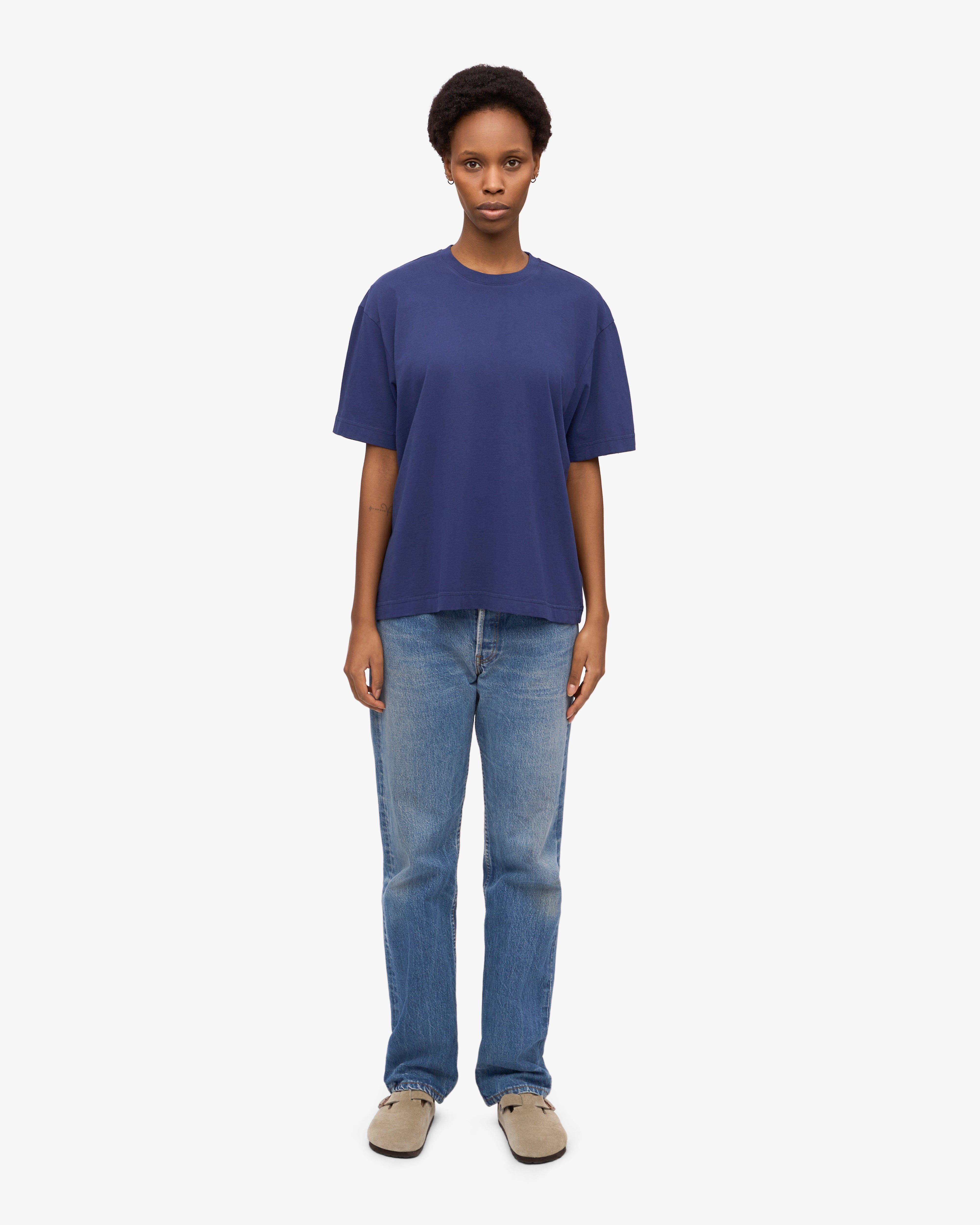 Premium Oversized Organic Cotton T-Shirt for Men & Women - Soft, Breathable & Eco-Friendly - Marine Blue - Perfect for Casual Wear, Loungewear & Street Style
