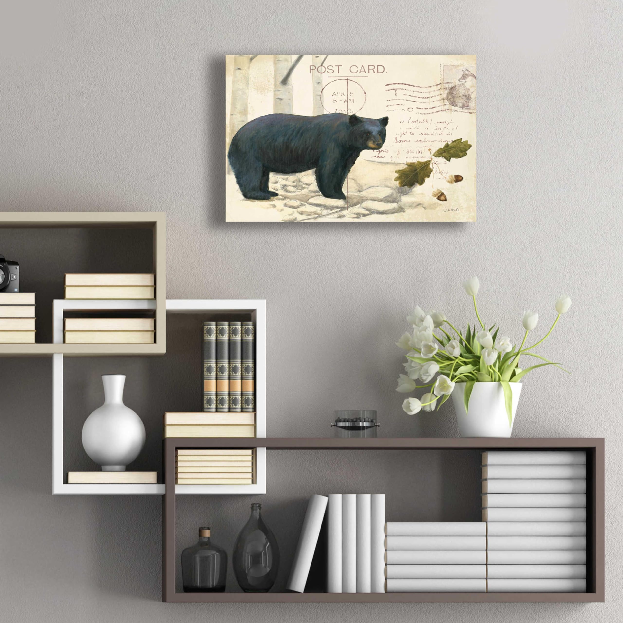 Northern Wild Bear Acrylic Glass Wall Art by James Wiens - 24x16 Inches Modern Wildlife Painting for Living Room, Office & Cabin Decor