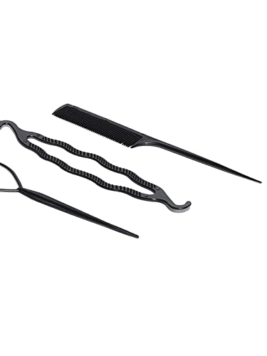 CHRONEX 4-Pack Black Plastic Hair Clips for Women - DIY Styling Tools, Hairpins, Combs & Bun Makers for Ponytails, Updos & Braids - Perfect for Salon, Home & Travel Use