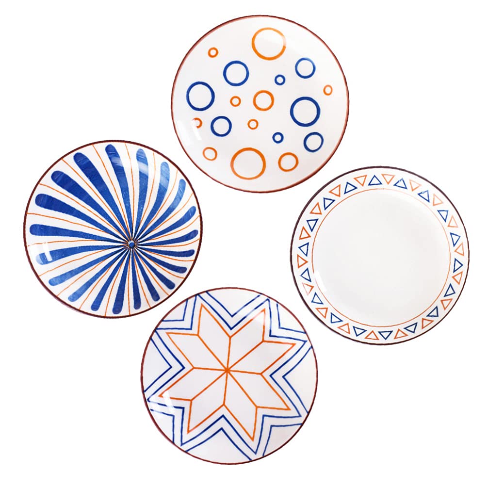 FRCOLOR 4-Piece Ceramic Dipping Sauce Bowls Set - Round Soy Sauce, Mustard & Seasoning Dishes for Sushi, Dumplings & Appetizers - Assorted Colors for Home & Restaurant Use