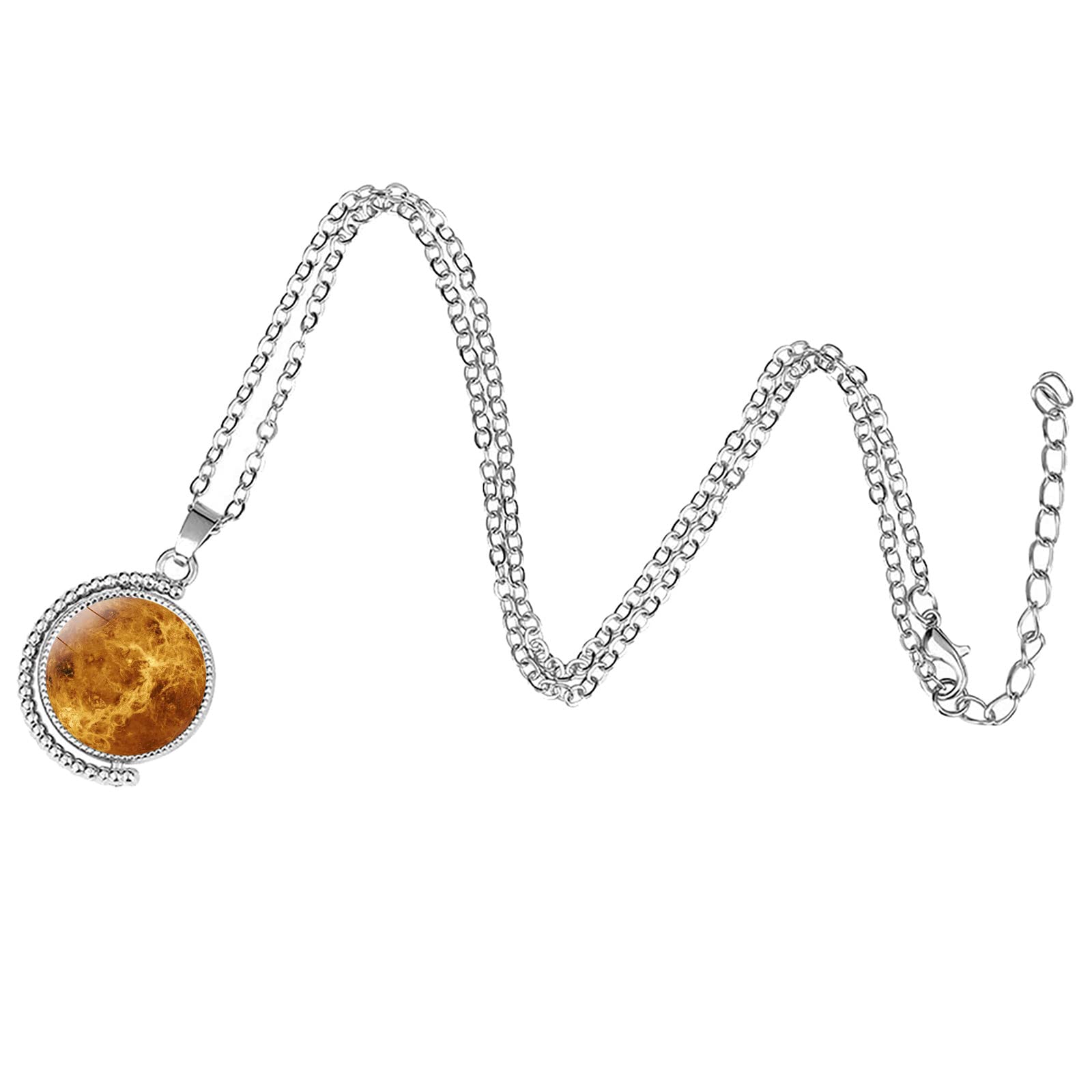 Glowing Rotating Planets Necklace - Double-Sided Solar System Pendant with Luminous Universe Design - Perfect for Astronomy Lovers, Space-Themed Gifts & Cosmic Jewelry Collection