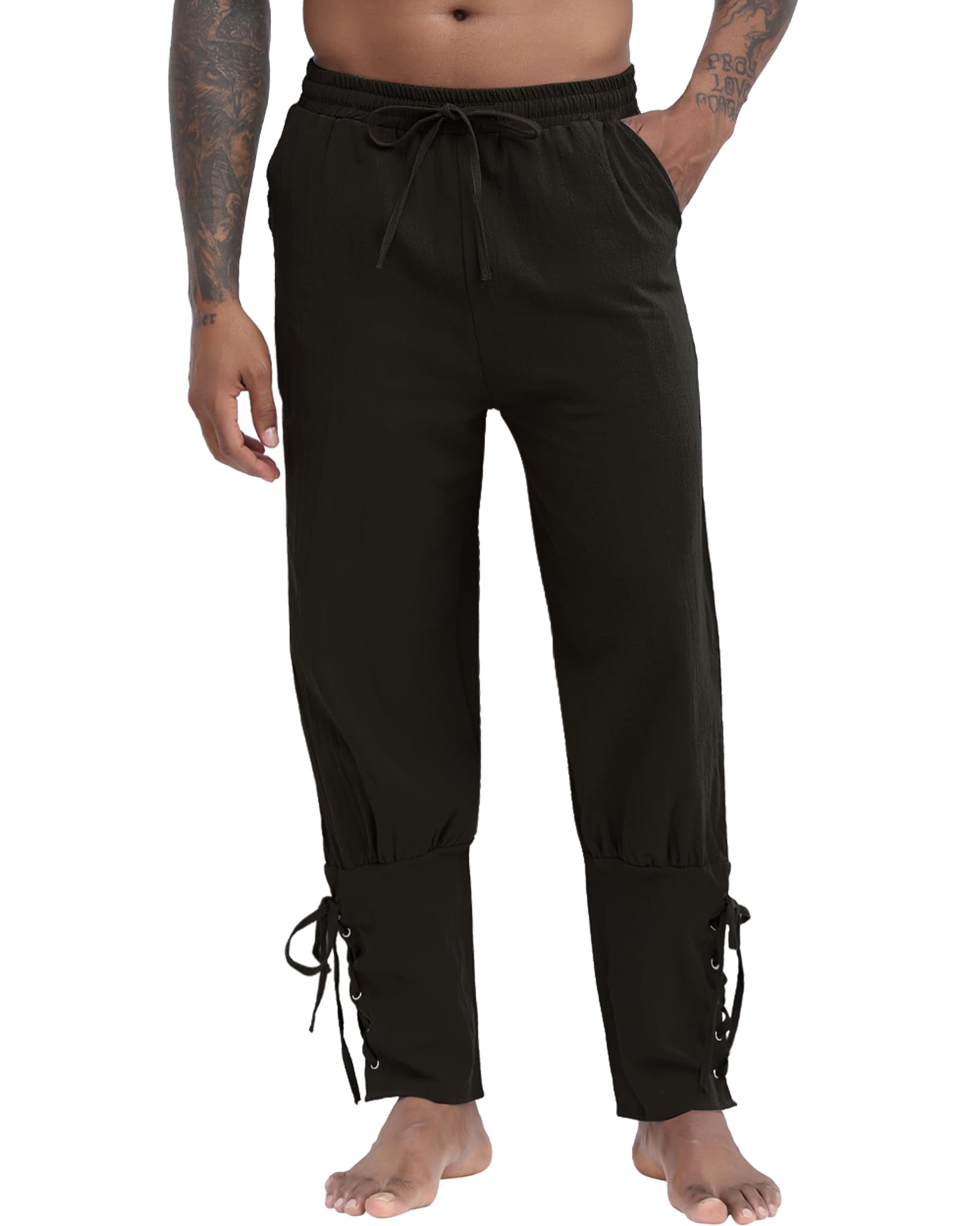 Medieval Linen Trousers for Men - Loose Fit Gothic Pants | Renaissance Fair Costume, LARP, Cosplay & Historical Reenactment