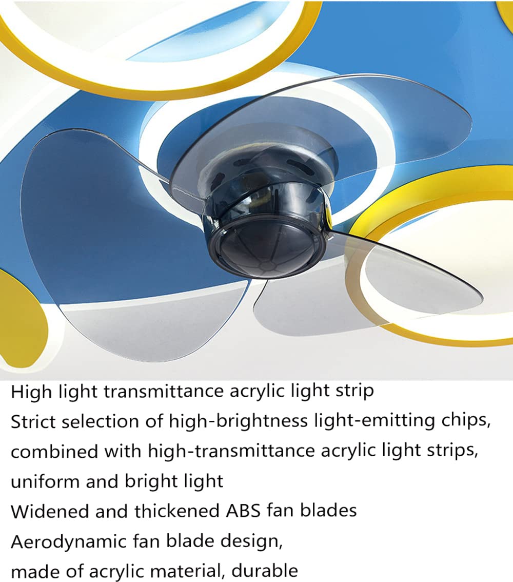 Kids Ceiling Fan with Light & Remote Control - Dimmable LED Fan Light, 3 Color Temperatures & 3 Speed Settings - Perfect for Children's Bedroom, Nursery, Playroom & Living Room