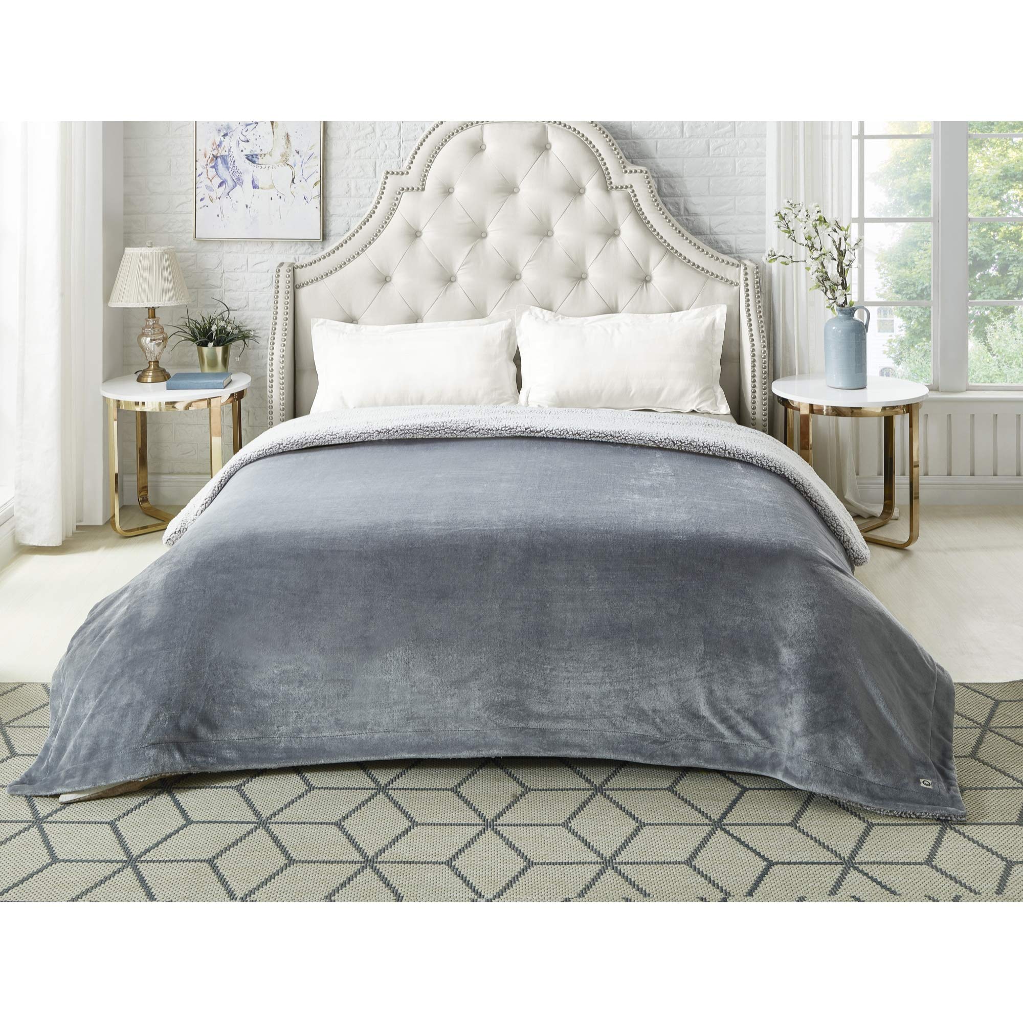 COZY TYME Sherpa Fleece Throw Blanket - Ultra Soft Queen Size 90