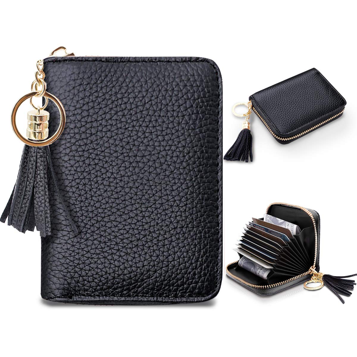 RFID Blocking Glitter Credit Card Holder for Women - Slim Small Wallet with Card Slots - Perfect for Everyday Use, Travel & Gift Giving