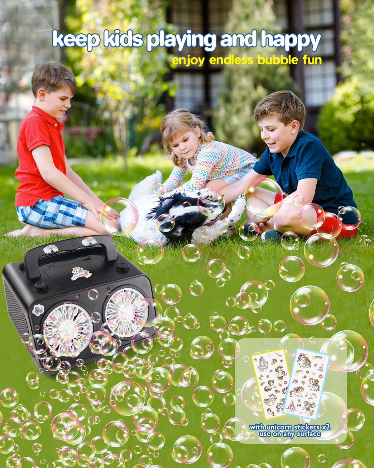 Upgraded Bubble Machine with 2 Speed Levels - Blows 20000+ Bubbles Per Minute | Portable Automatic Bubble Blower for Kids & Toddlers | Durable Outdoor Bubble Maker Toy for Birthday, Wedding, Party & Christmas Gifts | Perfect for Backyard Fun, Festivals & Outdoor Playtime