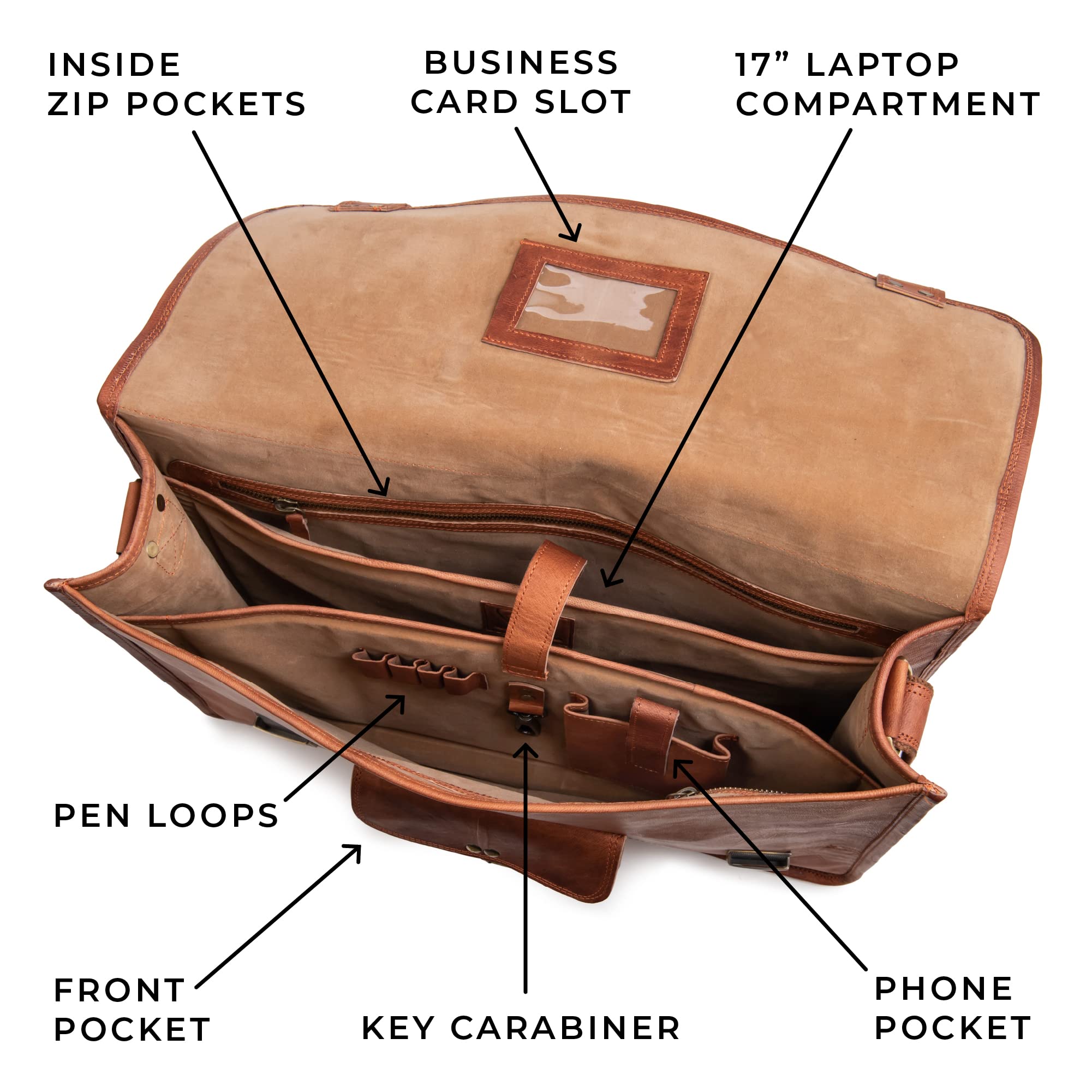 BERLINER BAGS Vintage Genuine Leather Messenger Bag - XXL Laptop Briefcase for Men & Women, Work Bag, Business Travel & College Use - Brown Leather