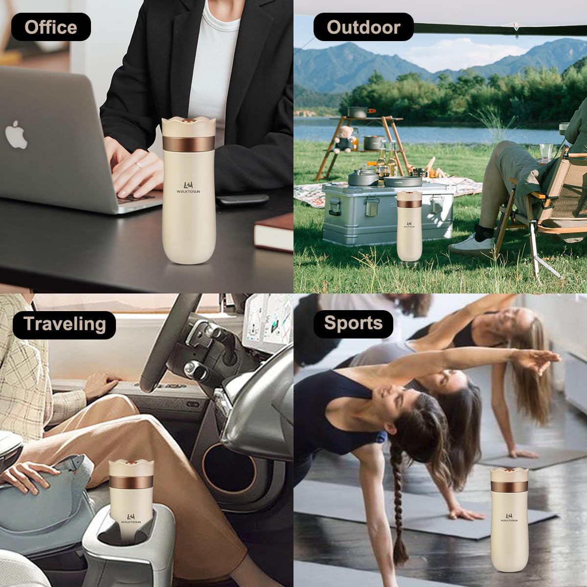 Portable French Press Coffee Maker - 12oz Stainless Steel Travel Mug for Camping & Office