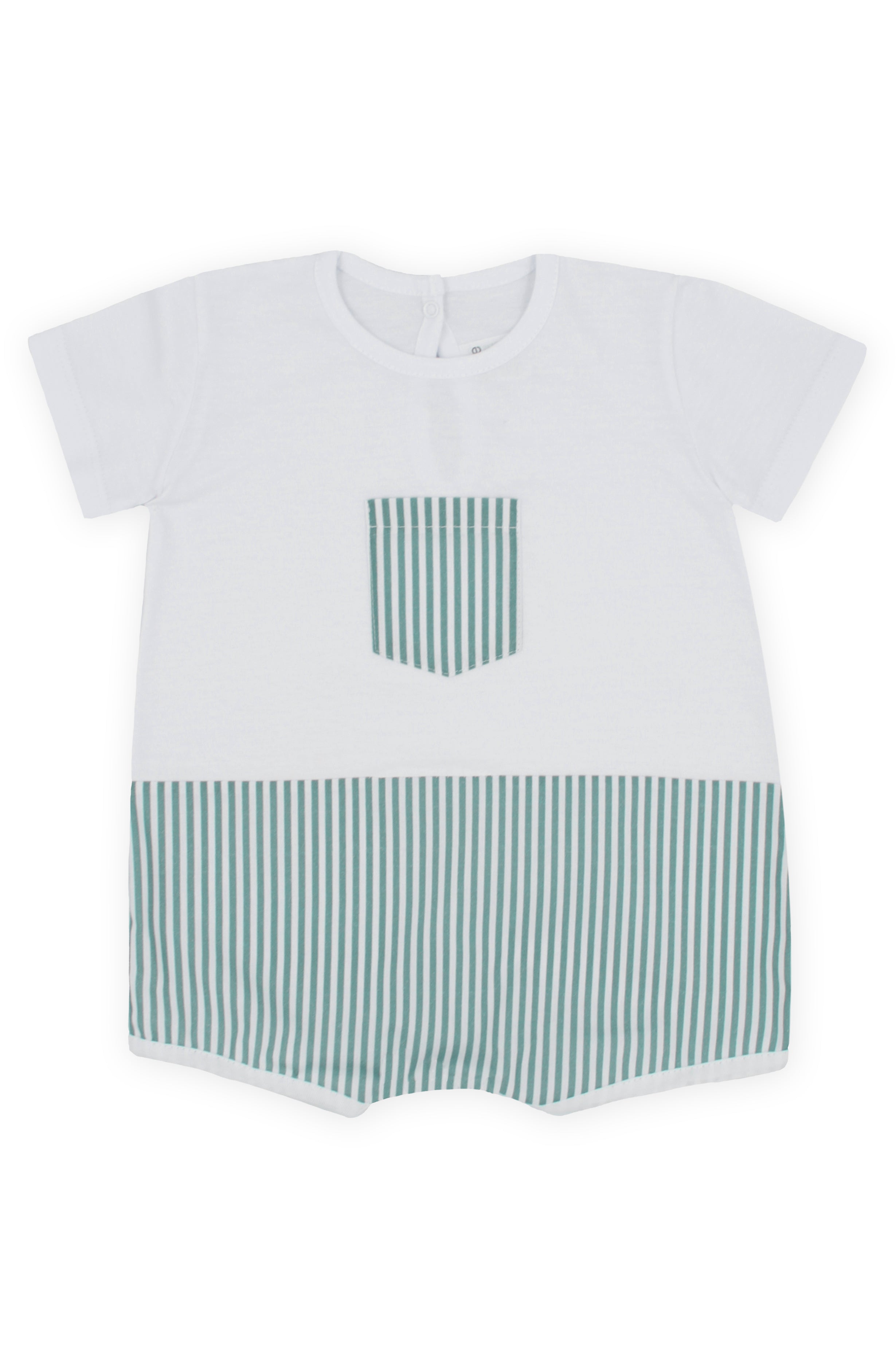 Will Green Stripe Romper - Stylish Baby Jumpsuit for Boys & Girls | Soft Cotton Playwear for Summer Outings & Photo Shoots