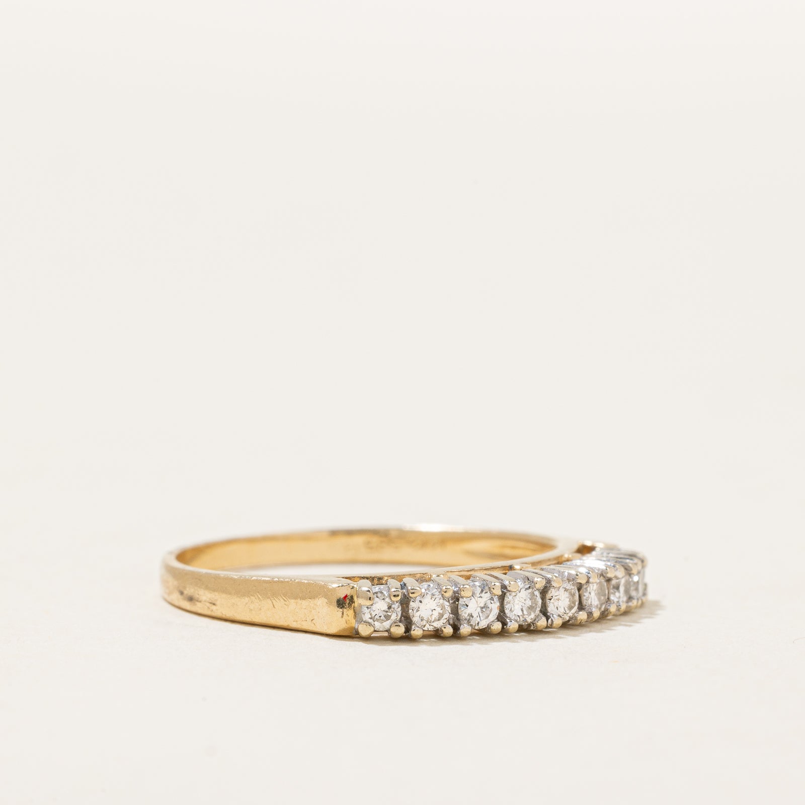 Semi Eternity Diamond Band Ring - 0.20ctw Round Cut Diamond Wedding Band - Size 6.5 - Perfect for Anniversary Gifts, Engagement Rings & Bridal Jewelry