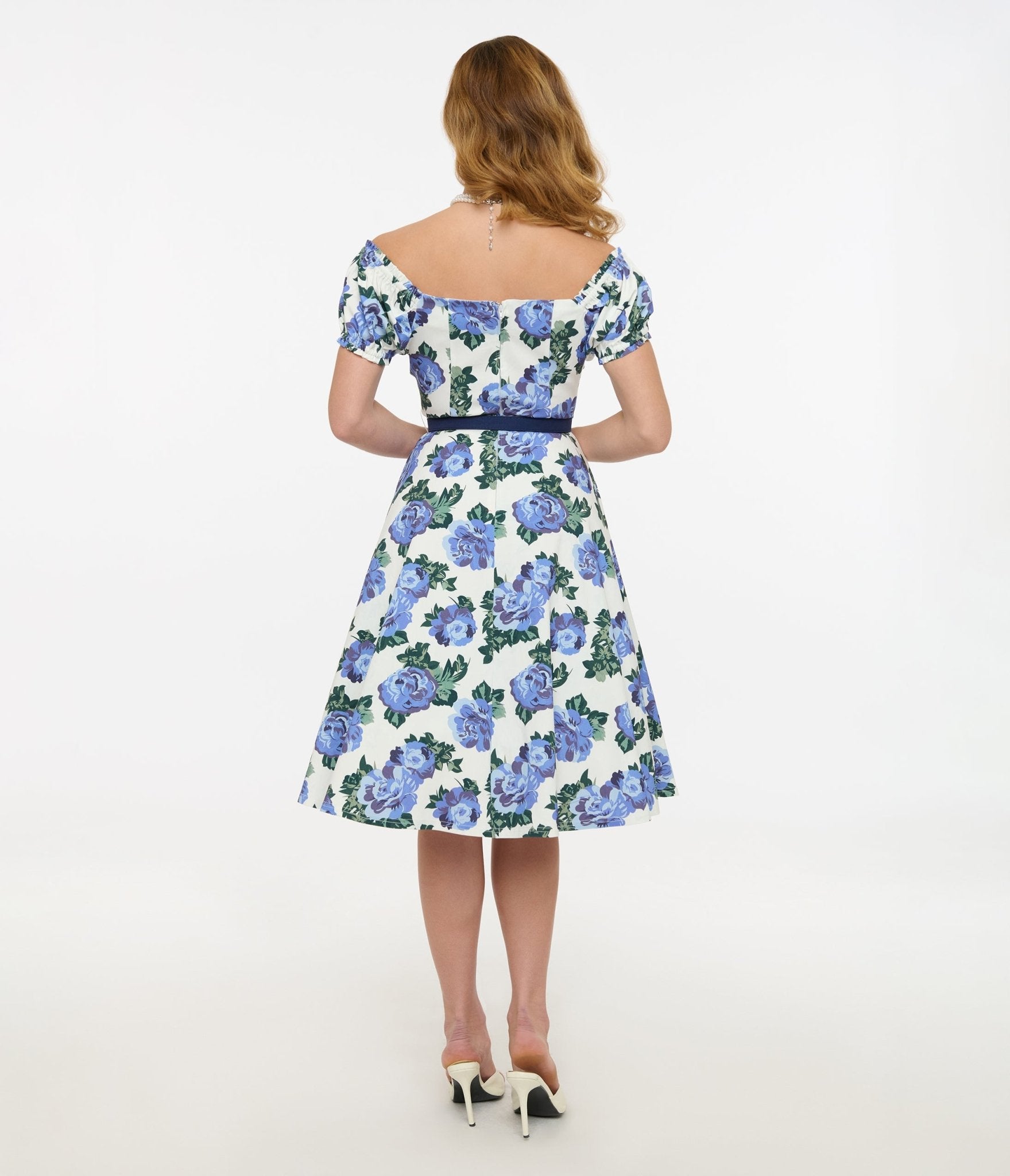 Vintage 1960s Blue Winter Floral Ohara Swing Dress - Retro A-Line Cocktail Dress for Holiday Parties, Christmas Gatherings & Special Occasions