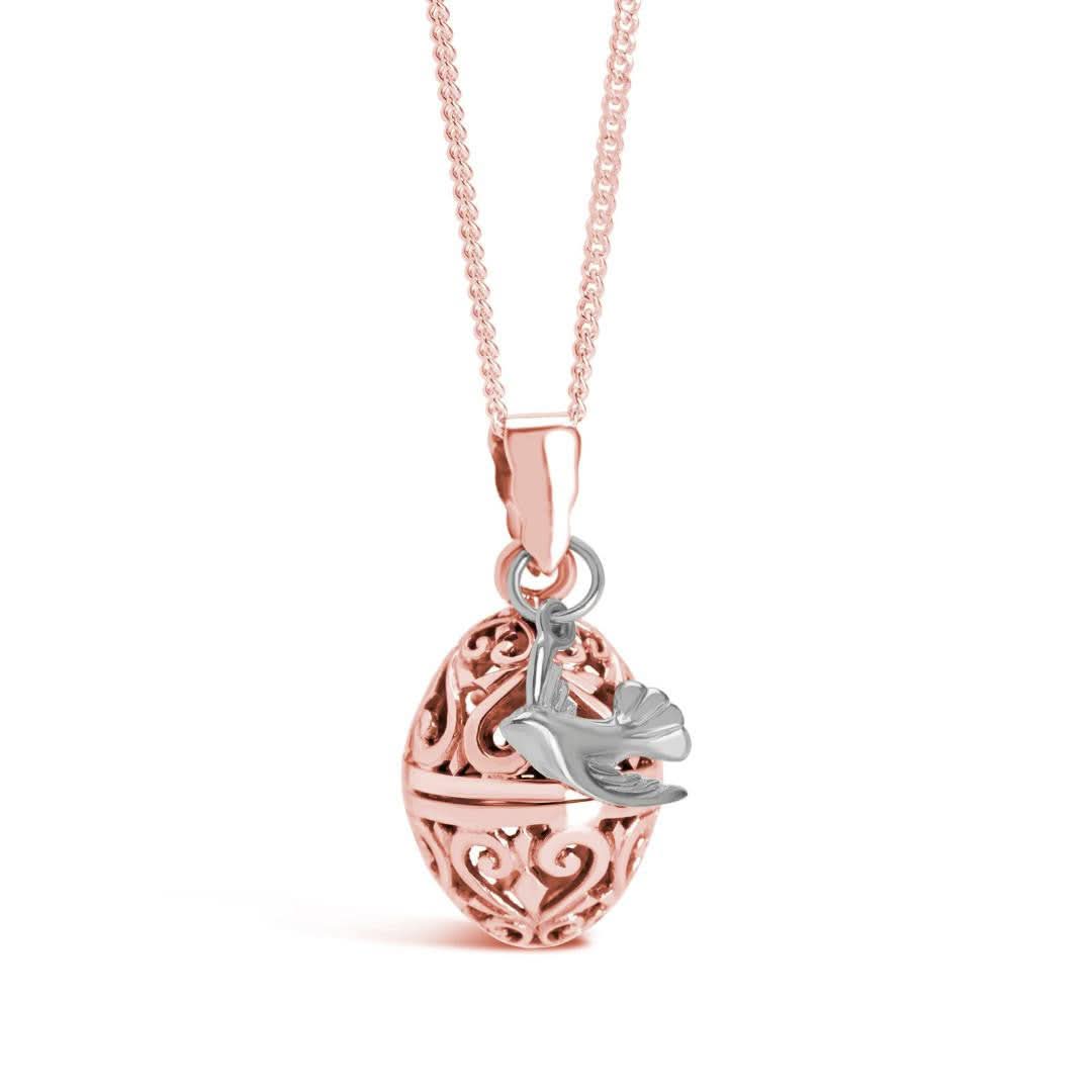 Rose Gold Bird Locket Necklace with Secret Message Compartment - Perfect Gift for Women, Bridesmaids & Valentines Day