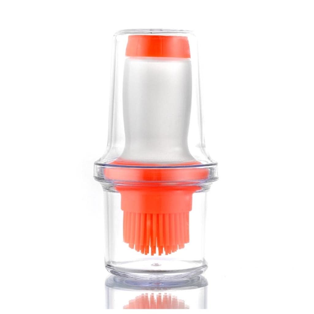Heat-Resistant Silicone Oil Brush Bottle for BBQ, Baking & Pastry - Portable with Protective Cover (Orange, 2.36x4.33x5.1in) - Perfect for Grilling, Cooking, Camping & Outdoor Kitchen Accessories