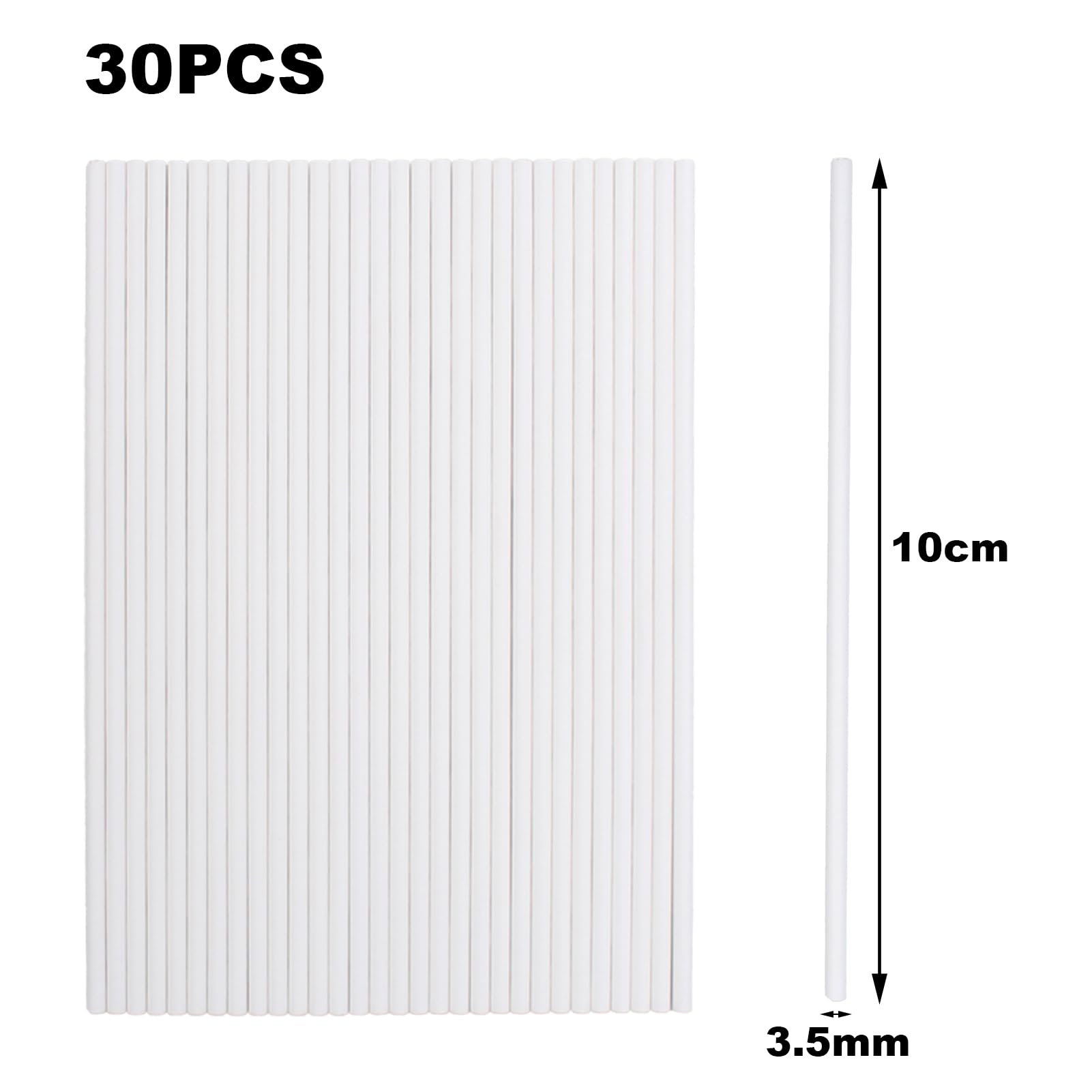 30 Pcs Cake Pop Sticks 10cm x 3.5mm - White Lollipop Sticks for Baking, DIY Cake Decorating, Candy Making - Perfect for Birthday Parties, Wedding Favors & Holiday Treats
