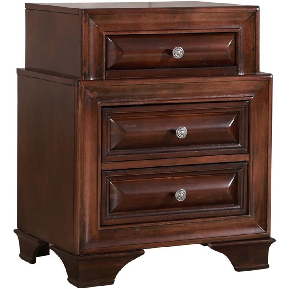 Glory Furniture LaVita 3-Drawer Nightstand in Cappuccino Finish - Bedside Table for Bedroom, Living Room & Guest Room Storage