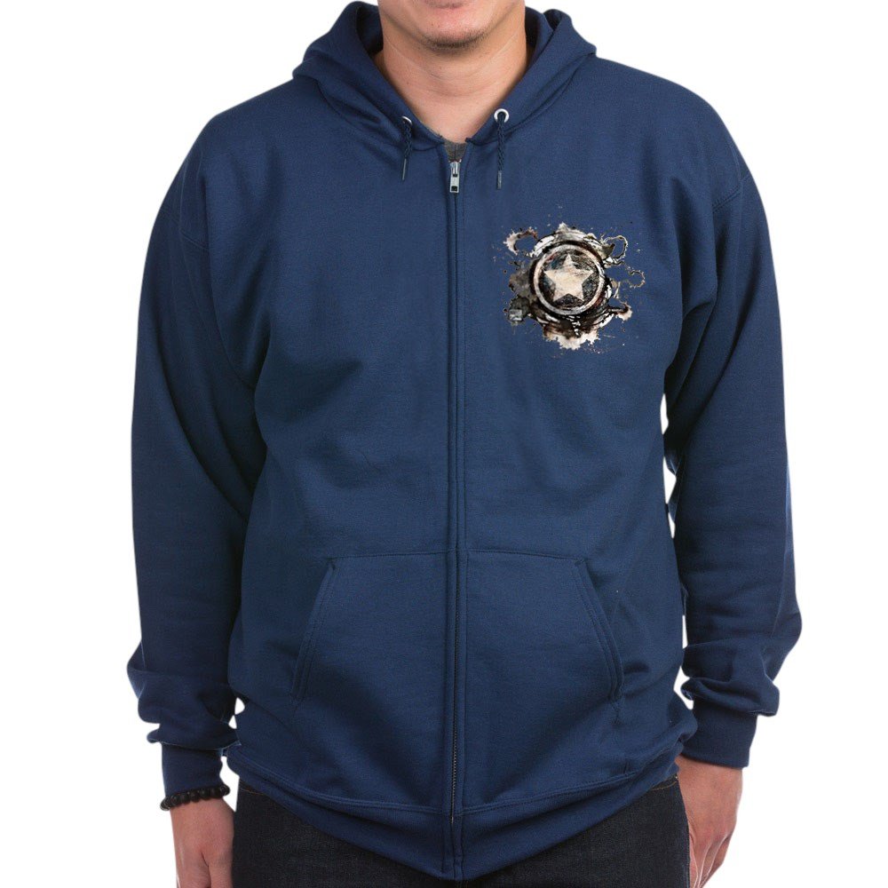 Captain America Star Zip Hoodie - Dark Blue Marvel Superhero Sweatshirt for Men & Women | Casual Wear, Cosplay, and Fan Apparel
