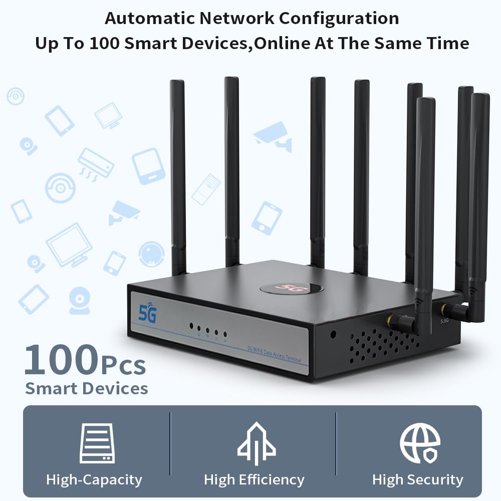 UOTEK 5G WiFi 6 Router with SIM Card Slot - Dual Band NSA/SA High Speed Wireless Modem for Smart Home & Office Use - Perfect for Streaming, Gaming & Remote Work