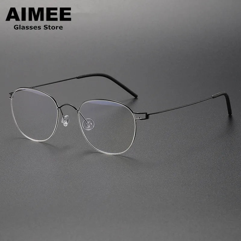 Stylish Unisex Full Rim Oval Round Screwless Titanium Eyeglasses Frame 2051 - Lightweight & Durable for Work, Reading & Daily Wear