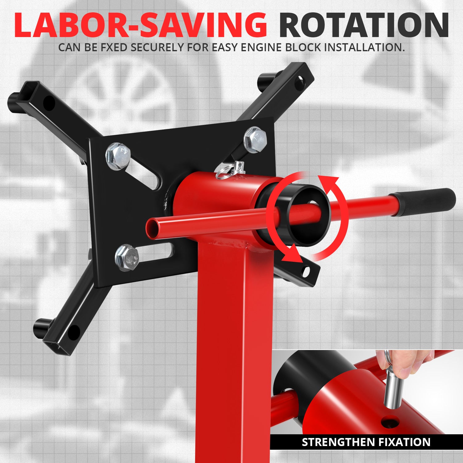 1000lb Foldable Engine Hoist Stand with 360 Degree Swivel Head - Heavy Duty Portable Car Lift for Automotive Repair, Engine Removal & Garage Use