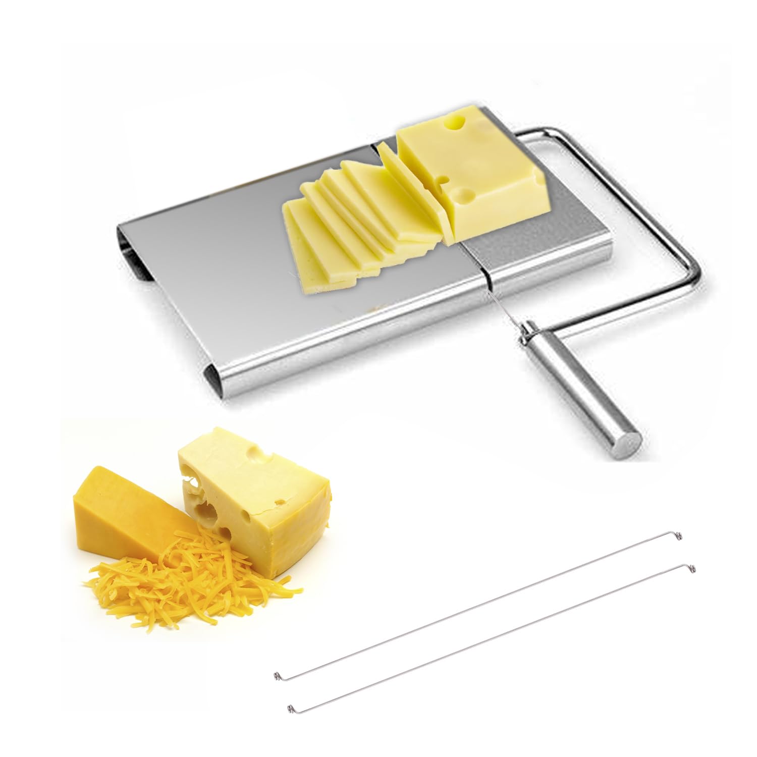 10-Pack 5.5 Inch Stainless Steel Cheese Slicer Replacement Wires - Professional Cheese Cutter Strings for Soft Cheeses, Pâtés, Mozzarella - Perfect for Home Kitchens & Deli Shops