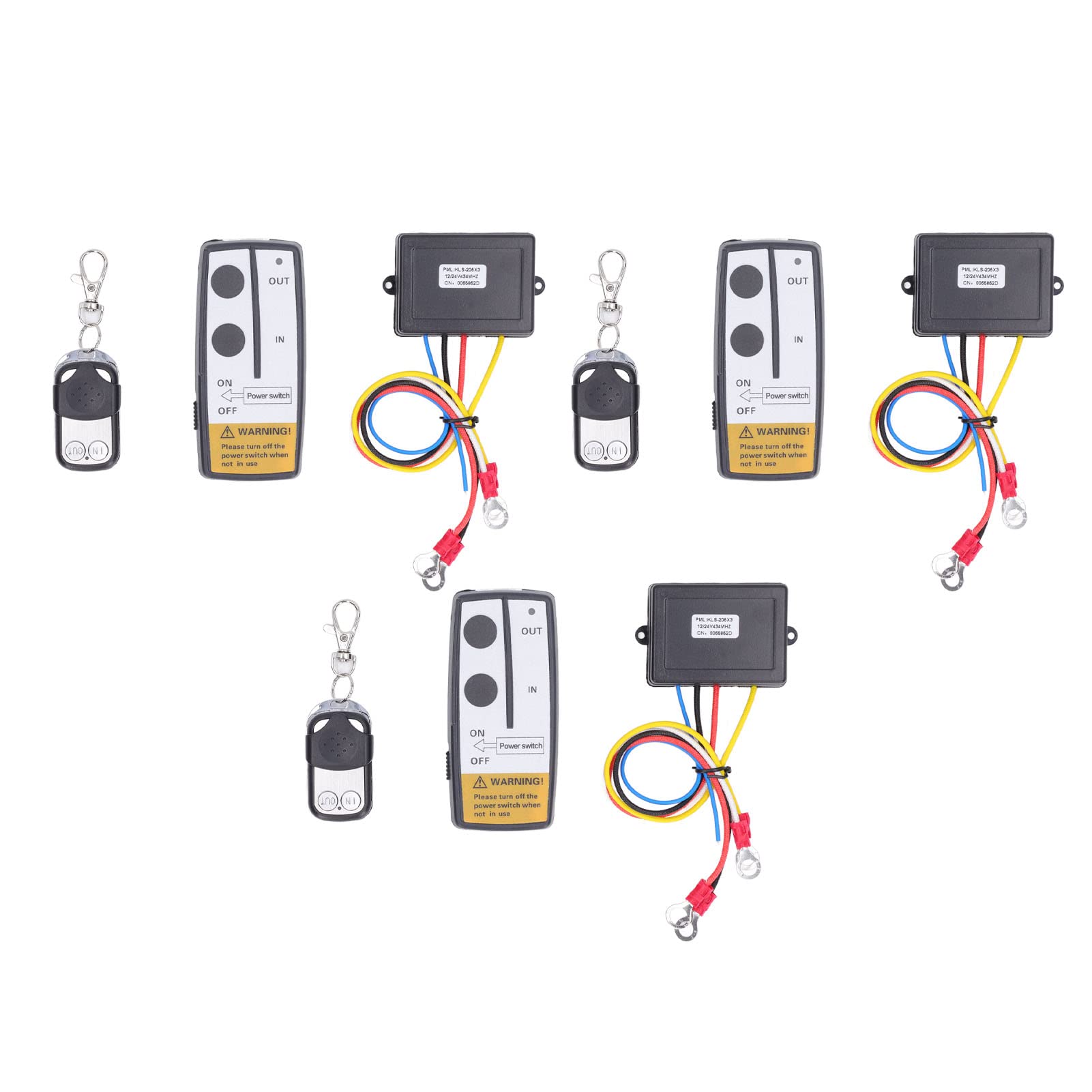 Astibym Wireless Winch Remote Control Kit - Anti-Interference, High Sensitivity Universal Electric Winch Controller with 3 Receivers & 3 Remotes for SUV, ATV, UTV | Perfect for Off-Road Recovery, Towing & Heavy Load Operations