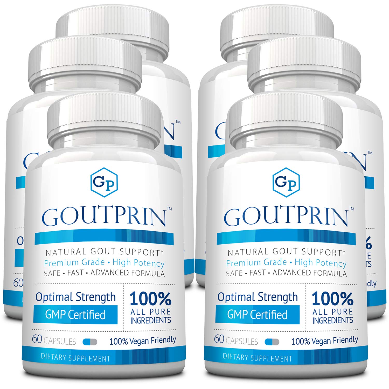 Goutprin - Immune System Booster & Anti-Inflammatory Supplement | 360 Vegan Capsules (6 Bottles) for Joint Pain Relief & Overall Wellness