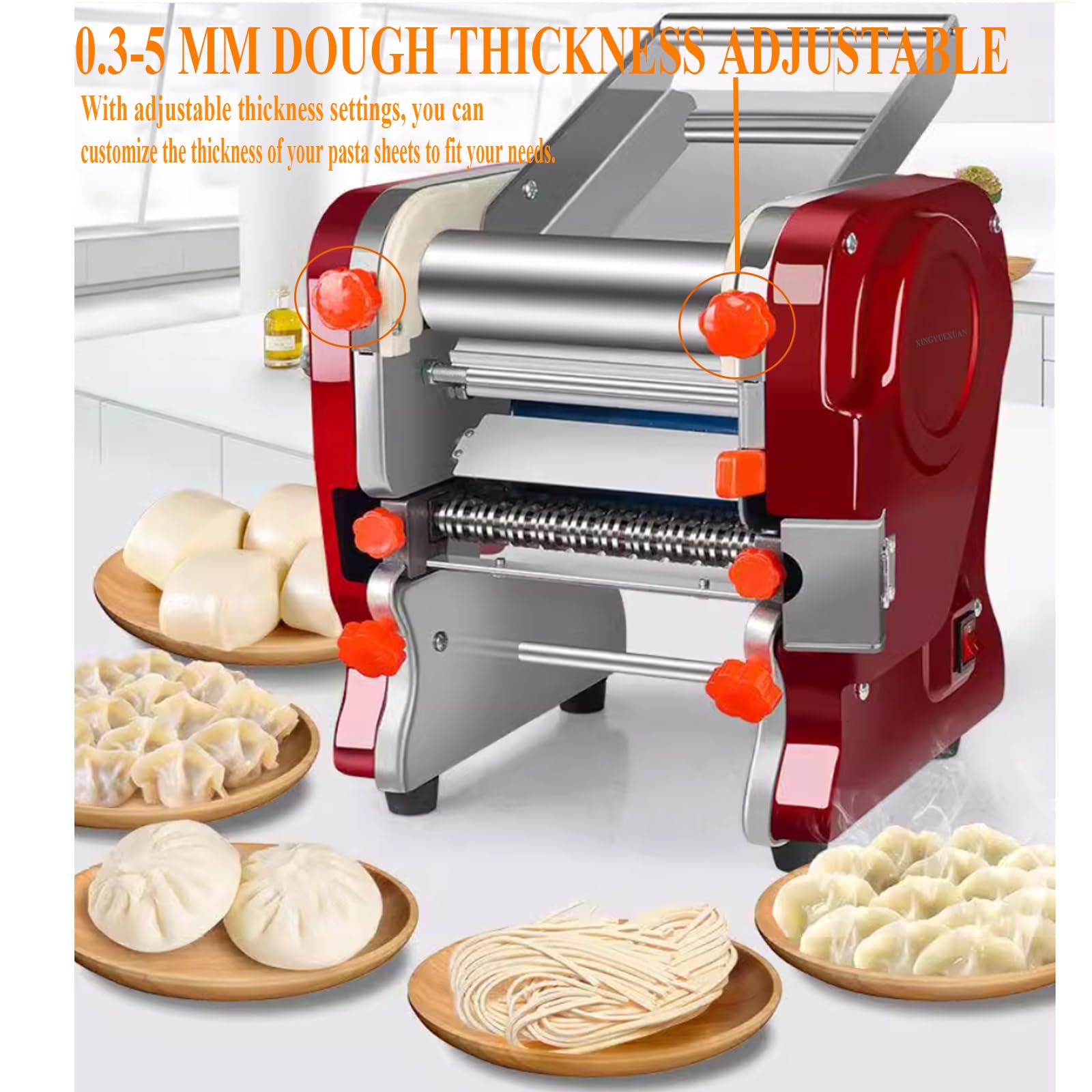 Commercial Electric Pasta Maker Machine - Stainless Steel Noodle & Spaghetti Maker with 2mm/6mm Cutters - Perfect for Restaurants, Italian Cuisine & Home Kitchen Use