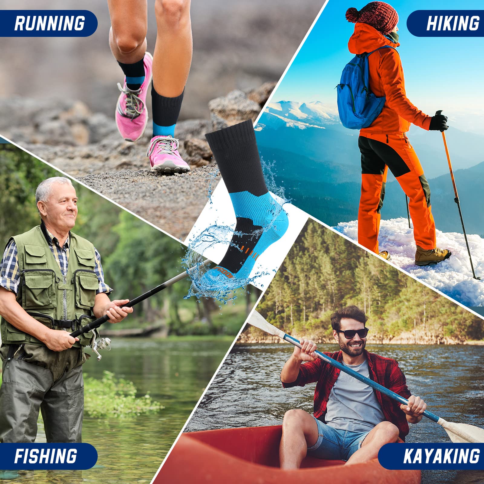 3 Pairs Unisex Waterproof Breathable Knit Socks for Men & Women - Hiking, Wading, Trail Running, Skiing - 3 Color Options - Perfect for Outdoor Adventures & Cold Weather Activities