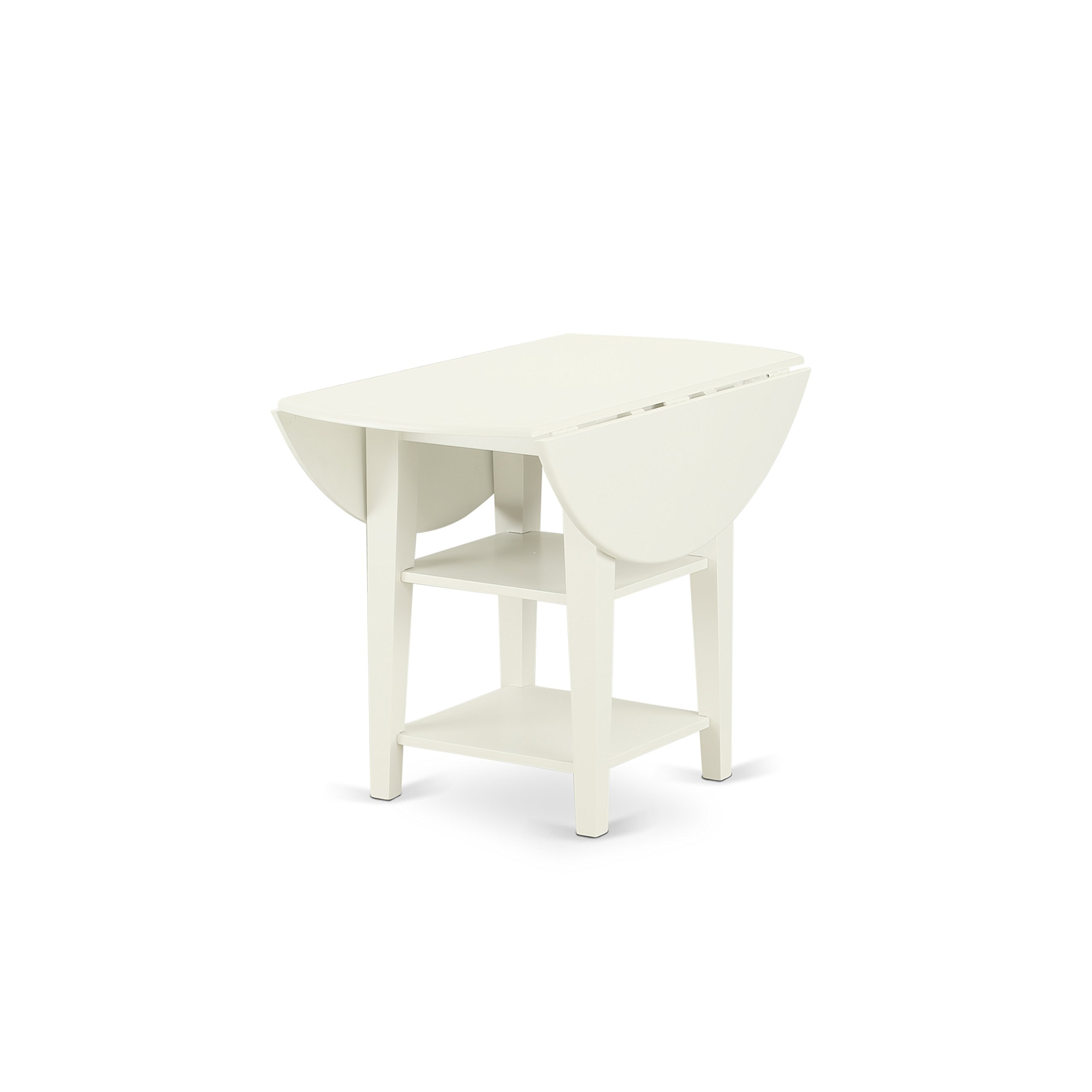 East West Furniture SUBO3-LWH-LC 3-Piece Round Dining Set with Drop Leaf Table & 2 Faux Leather Chairs, 42x42 Inch, Linen White – Perfect for Small Spaces, Breakfast Nooks & Cozy Apartments