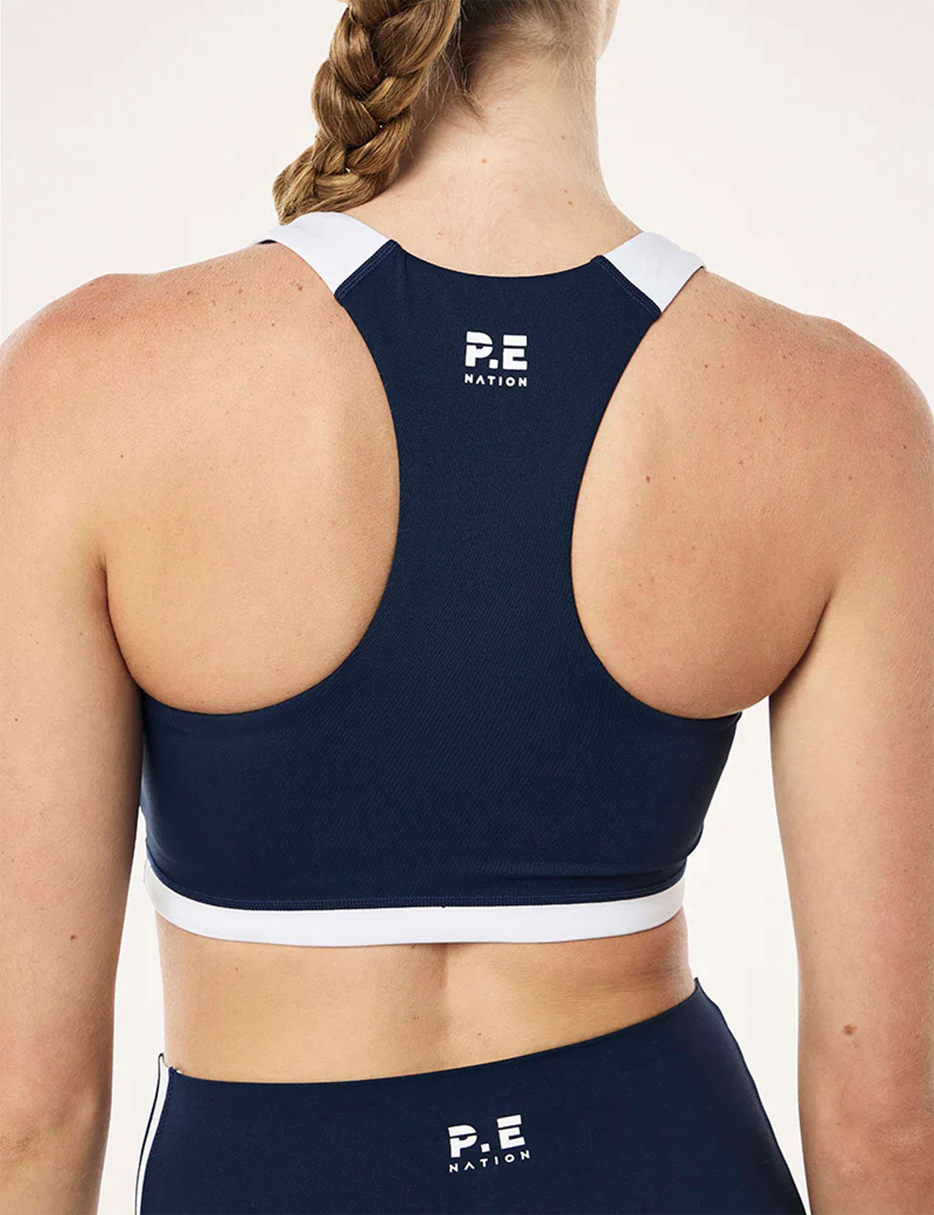 Highgate Sports Bra for Women - Dark Navy & Optic White - High Support Workout Top for Running, Yoga & Gym