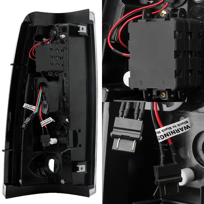 AKKON Black V2 LED Tail Lights & Brake Lamps Pair for 2003-2006 Chevy Silverado & 2005-2007 Silverado Hybrid Pickup Truck - Enhanced Visibility & Style for Night Driving & Off-Road Adventures
