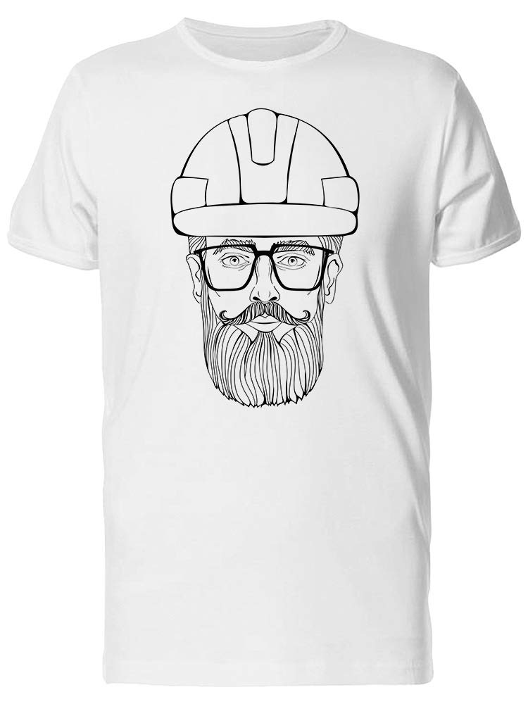 Smartprints Bearded Man with Helmet Graphic T-Shirt for Men - Casual Streetwear & Gaming Enthusiast Outfit