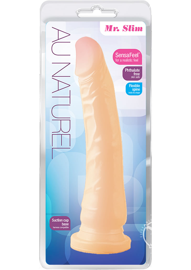 Au Naturel Mr. Slim Dildo 9.5 Inch Realistic Vanilla Scented Silicone Dildo for Couples & Solo Play - Perfect for Sensual Massage & Intimate Exploration