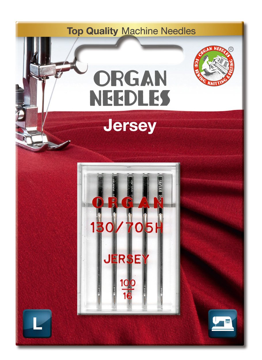 Organ Needles 4964832250001 Jersey Needles #100/16 - 5-Pack for Knitting, Crocheting & Sewing Projects | Perfect for Sweaters, Hats & DIY Crafts