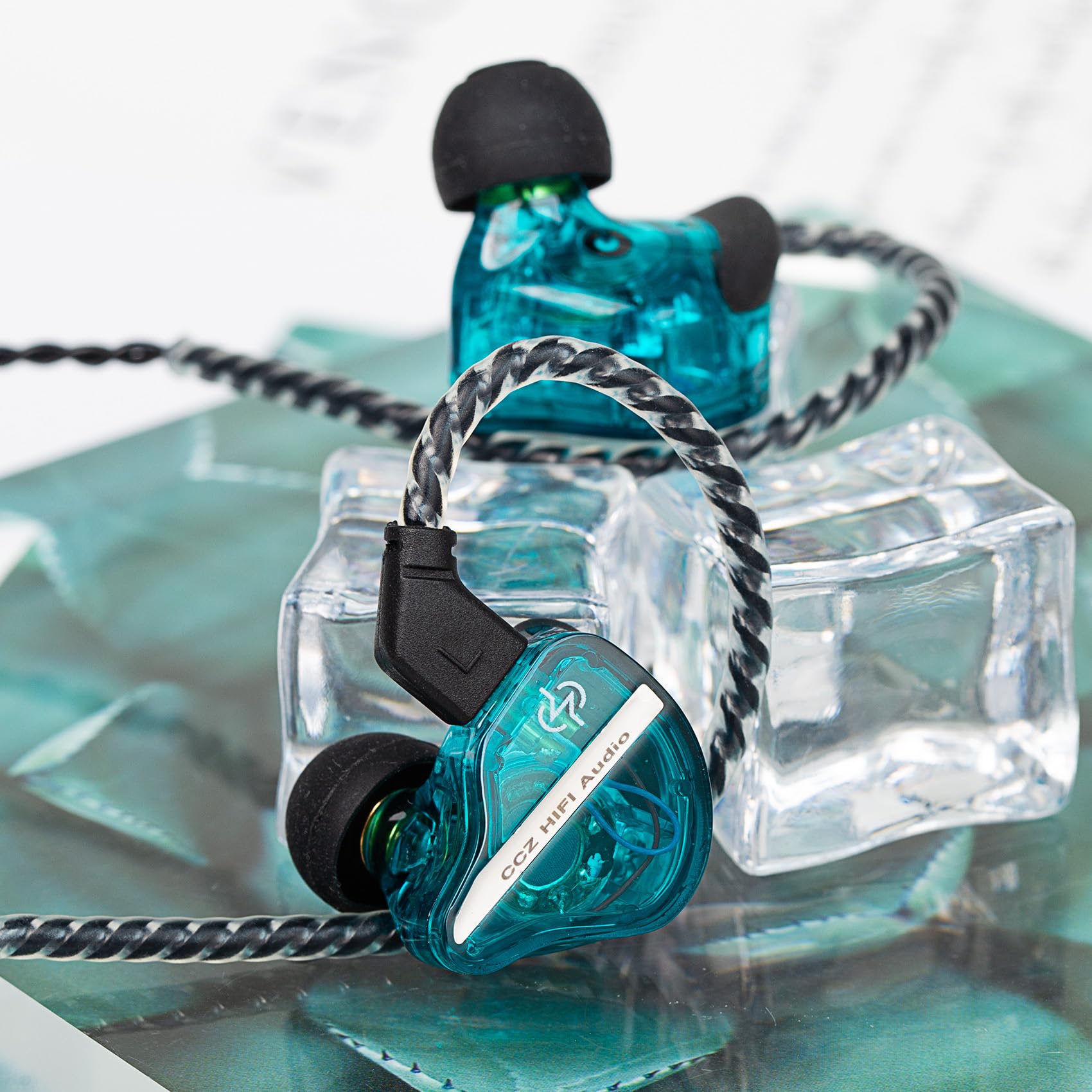 CCZ DC01 Pro In-Ear Monitor Headphones - High Bass Gaming Earbuds with V-Shape Tuning, 4N OFC Cable & Mic (Cyan) | Perfect for Musicians, Singers, Audiophiles & Gamers | Studio Recording, Live Performance & Mobile Gaming