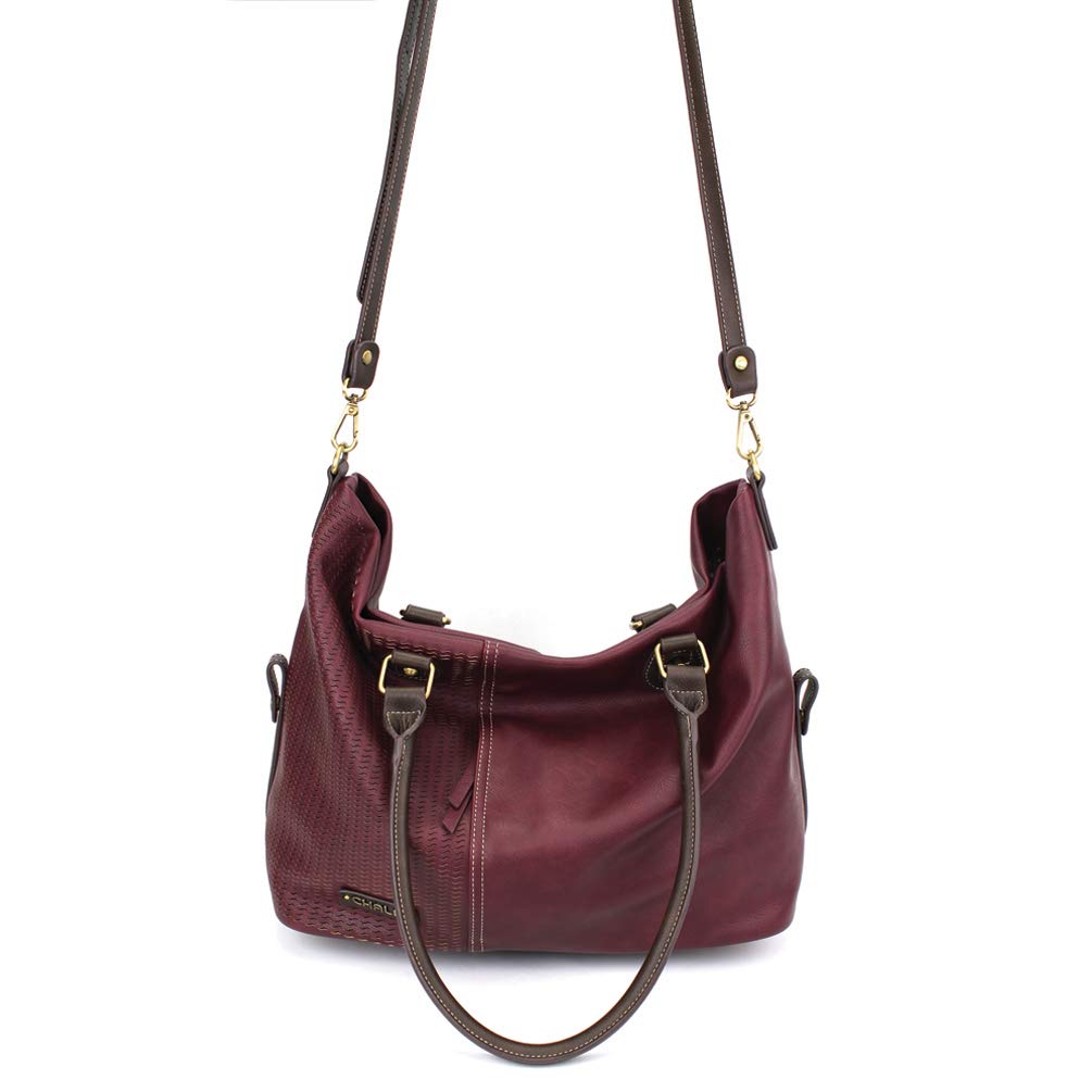 CHALA Faux Leather Laser Cut Crossbody Shoulder Bag & Tote Purse - Stylish Plum Color for Women, Perfect for Work, Travel & Everyday Use