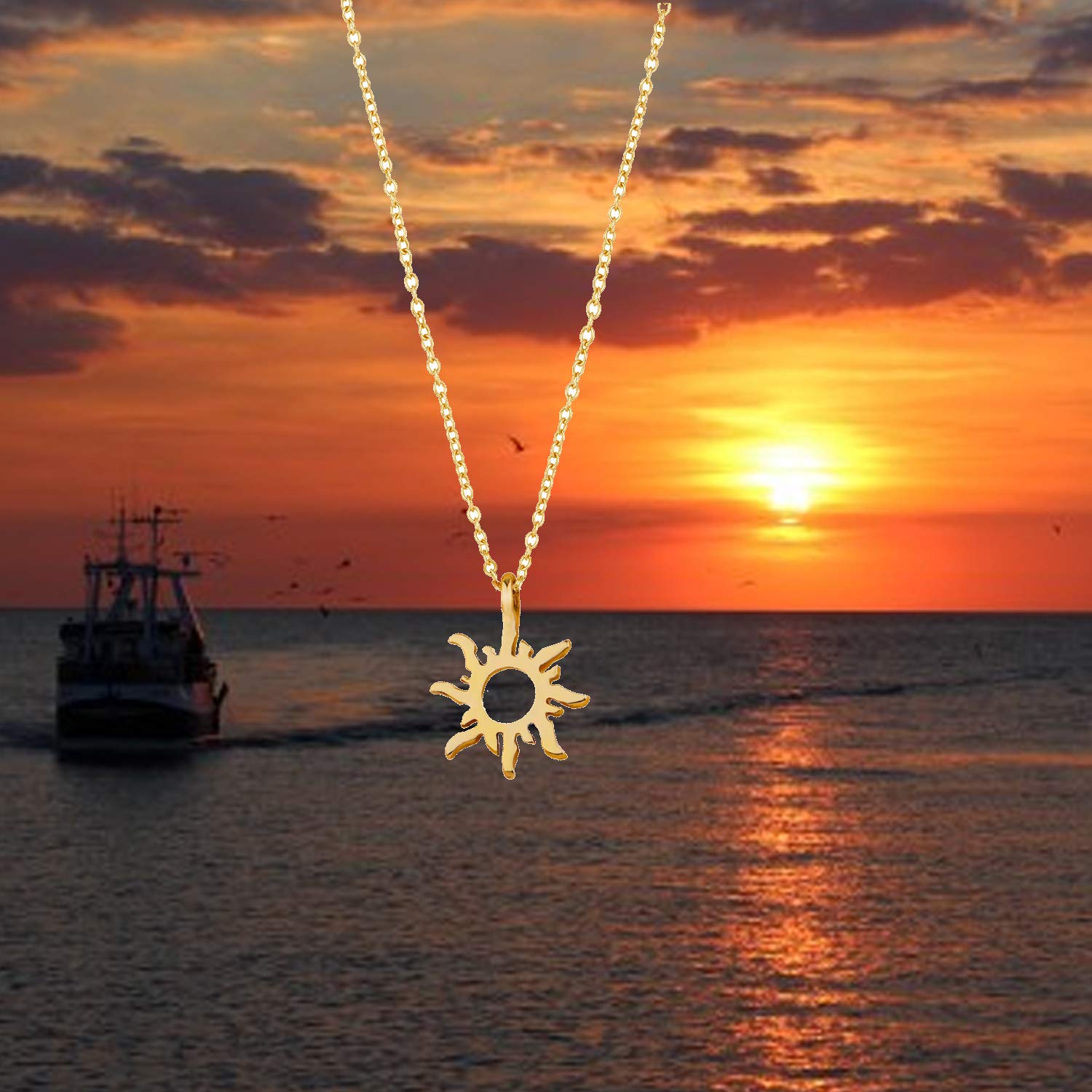 MYOSPARK Minimalist Sun Pendant Necklace for Women - Dainty Gold Sun Charm Jewelry with Gift Message Card - Perfect Birthday, Anniversary & Valentine's Day Gift for Her - Ideal for Everyday Wear, Date Nights & Special Occasions