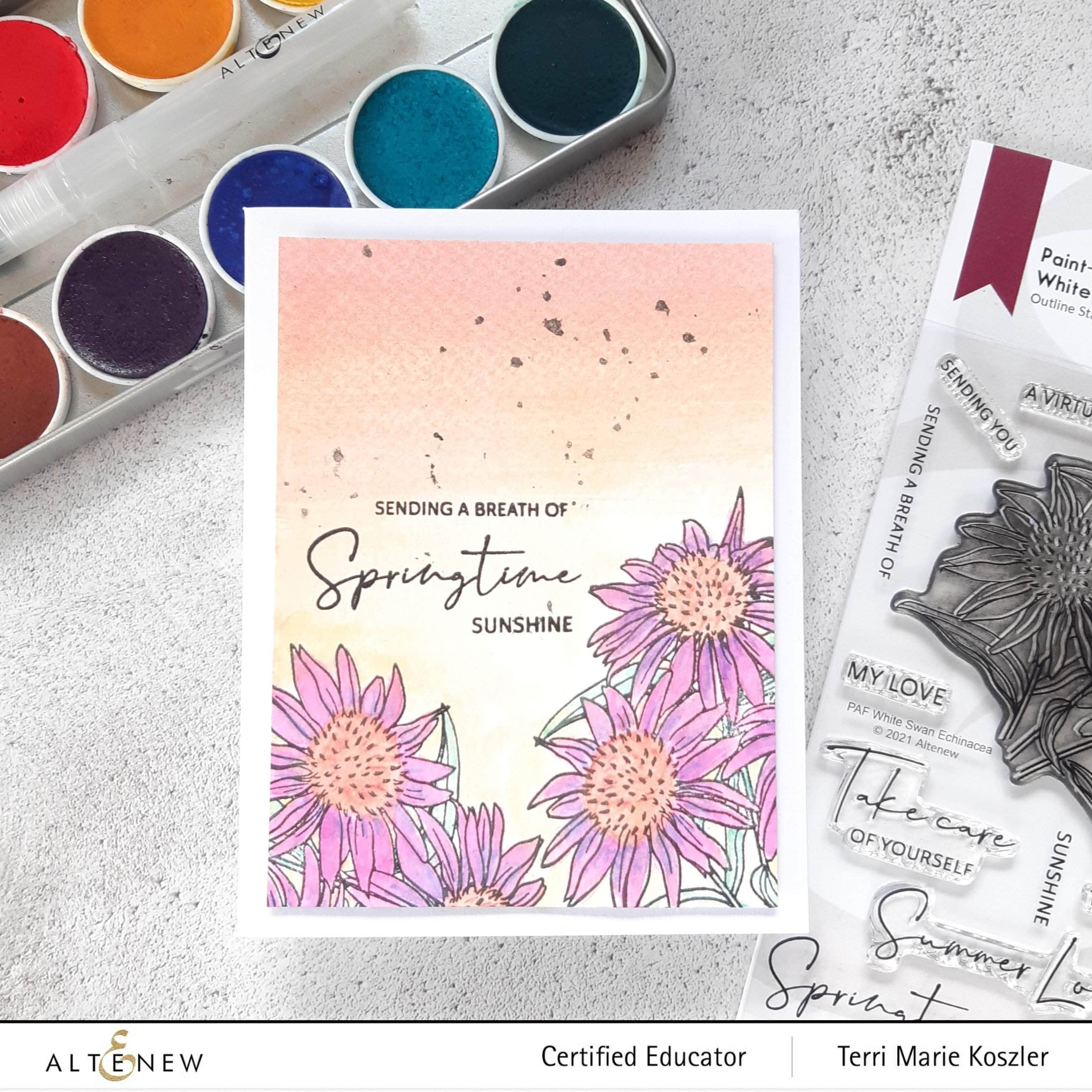 White Swan Echinacea Outline Stamp Set for DIY Flower Painting - Perfect for Scrapbooking, Card Making, and Handmade Greeting Cards