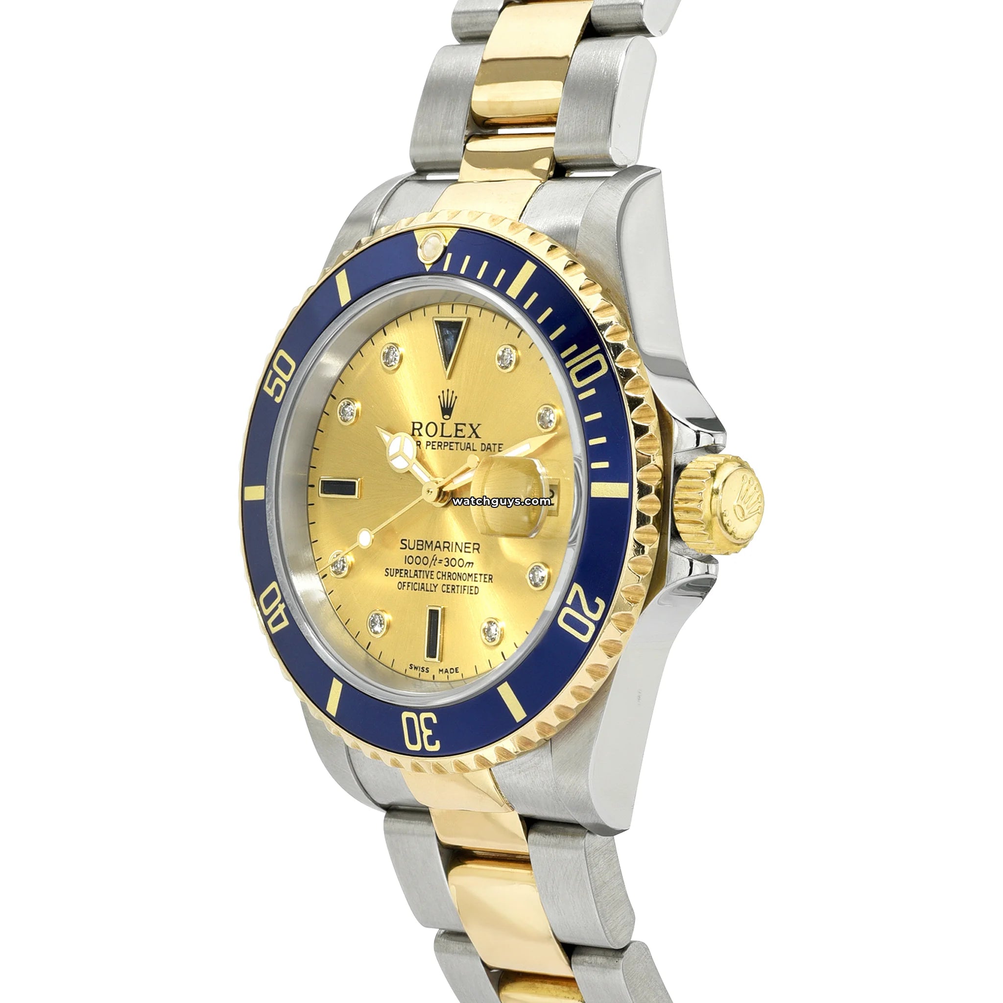 Rolex Submariner 16613 Champagne Serti Dial Men's Luxury Watch - Perfect for Diving, Business & Formal Occasions