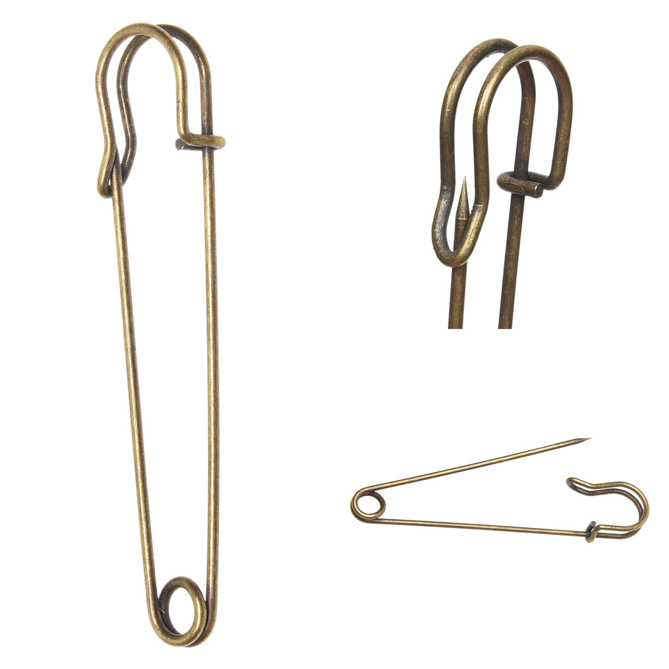 8X Extra Large Metallic Safety Pins - 4