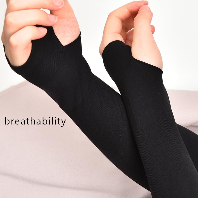 UV Protection Arm Sleeves for Women & Men - Cooling Compression Sun Sleeves (2 Pairs, White & Black) - Perfect for Running, Cycling, Golf & Outdoor Sports