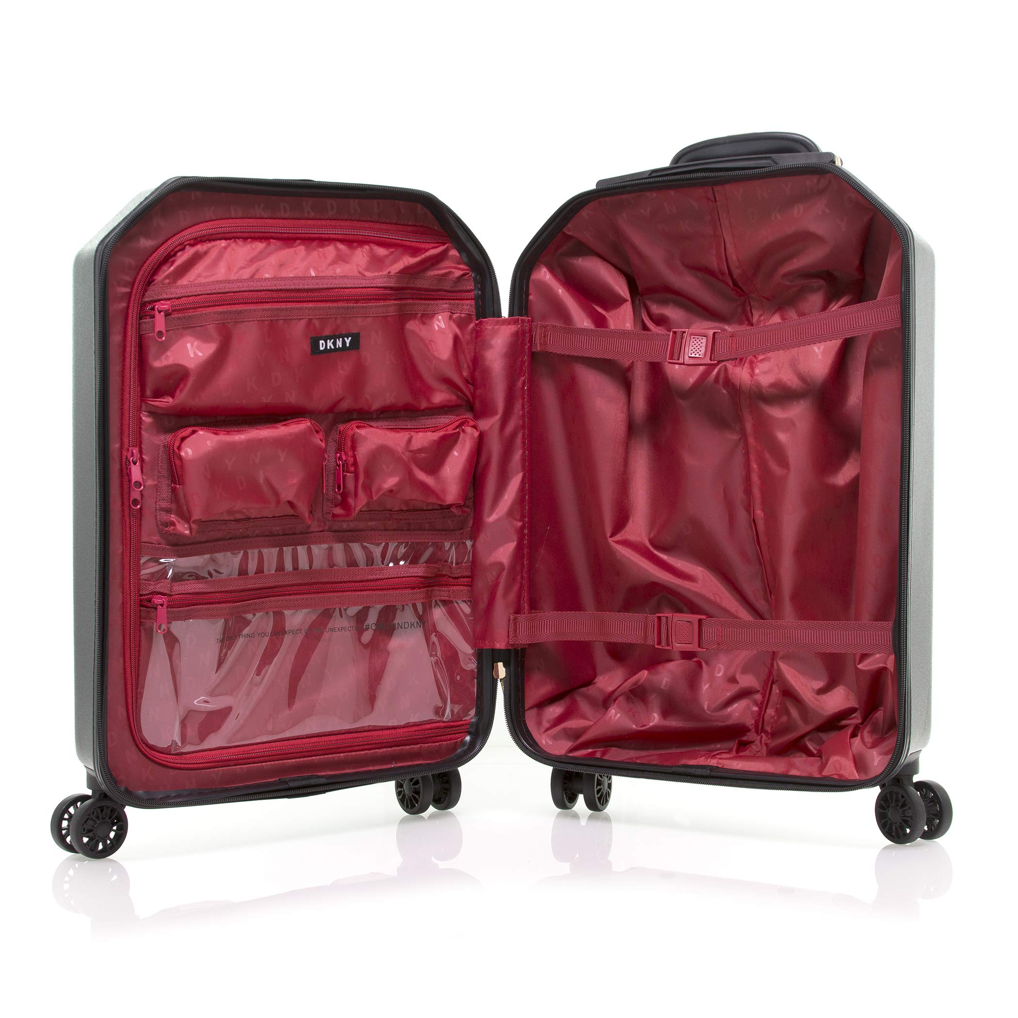DKNY Chaos 22-Inch Hardside Spinner Luggage with TSA Lock - Black Carry-On Suitcase for Travel, Business Trips & Weekend Getaways