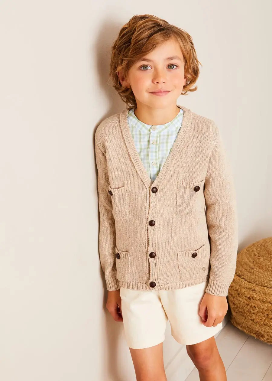 Camel Safari Button Detail Cardigan for Kids (Ages 4-10) - Perfect for Outdoor Adventures and Casual School Wear