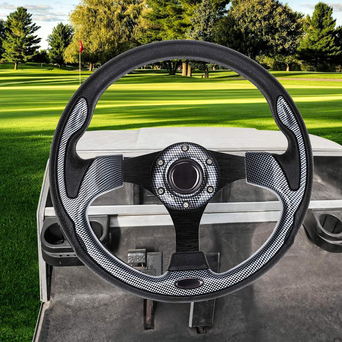 EZGO Universal Golf Cart Steering Wheel - Compatible with Club Car, Yamaha & More - Durable Black Replacement Steering Wheel for Golf Carts - Perfect for Golf Courses, Resorts & Private Communities
